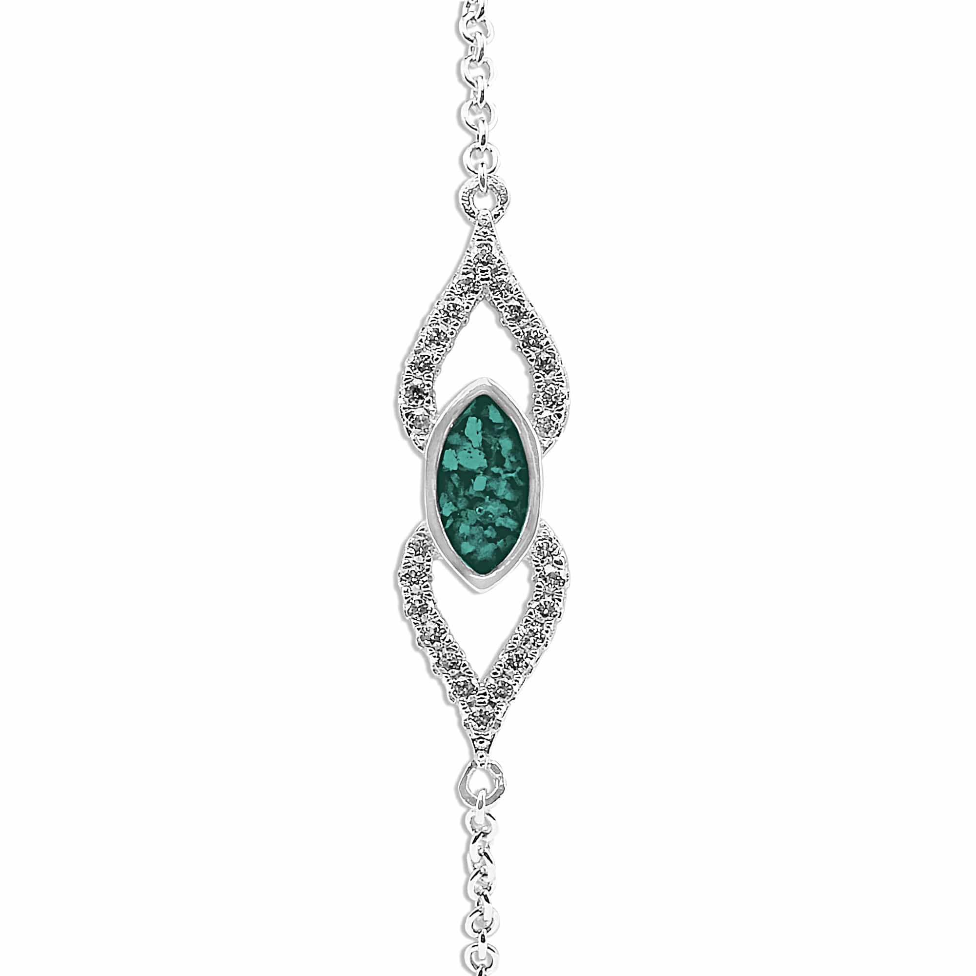 EverWith Ladies Respect Memorial Ashes Bracelet with Fine Crystals - Sterling Silver - Aqua