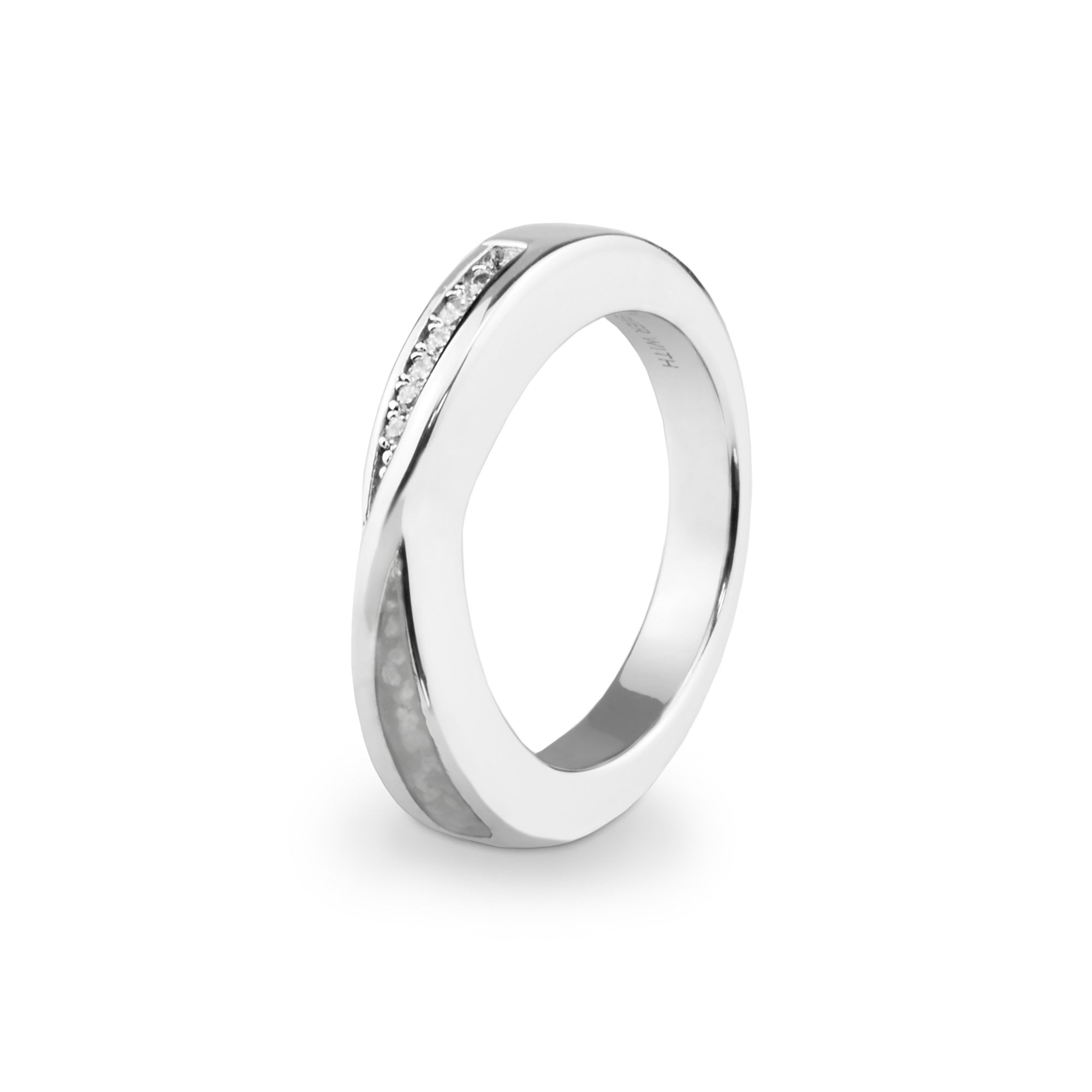 EverWith Ladies Harmony Memorial Ashes Ring with Fine Crystals - 9k White Gold - White