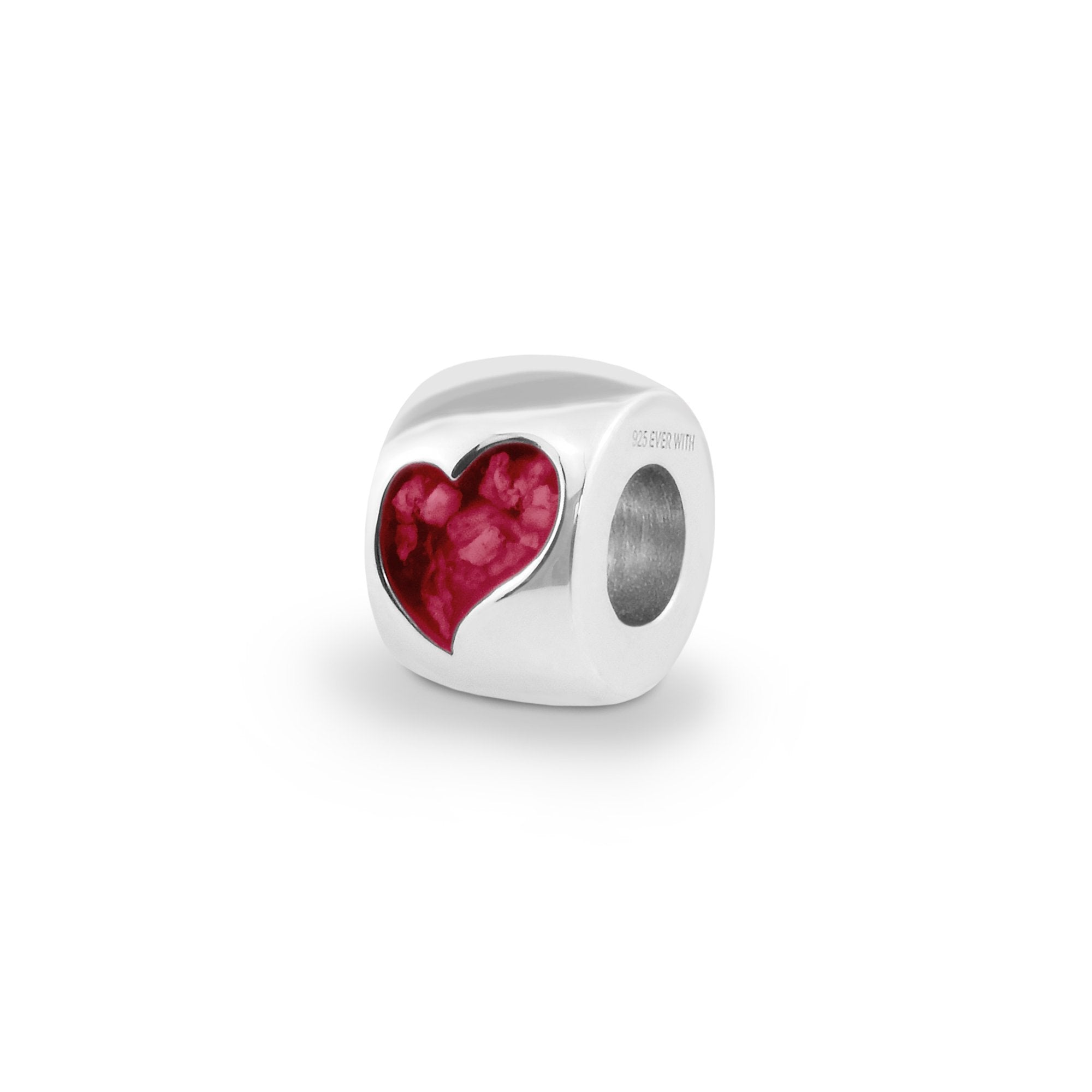 EverWith Cherish Memorial Ashes Charm Bead with Fine Crystals - Sterling Silver - Red