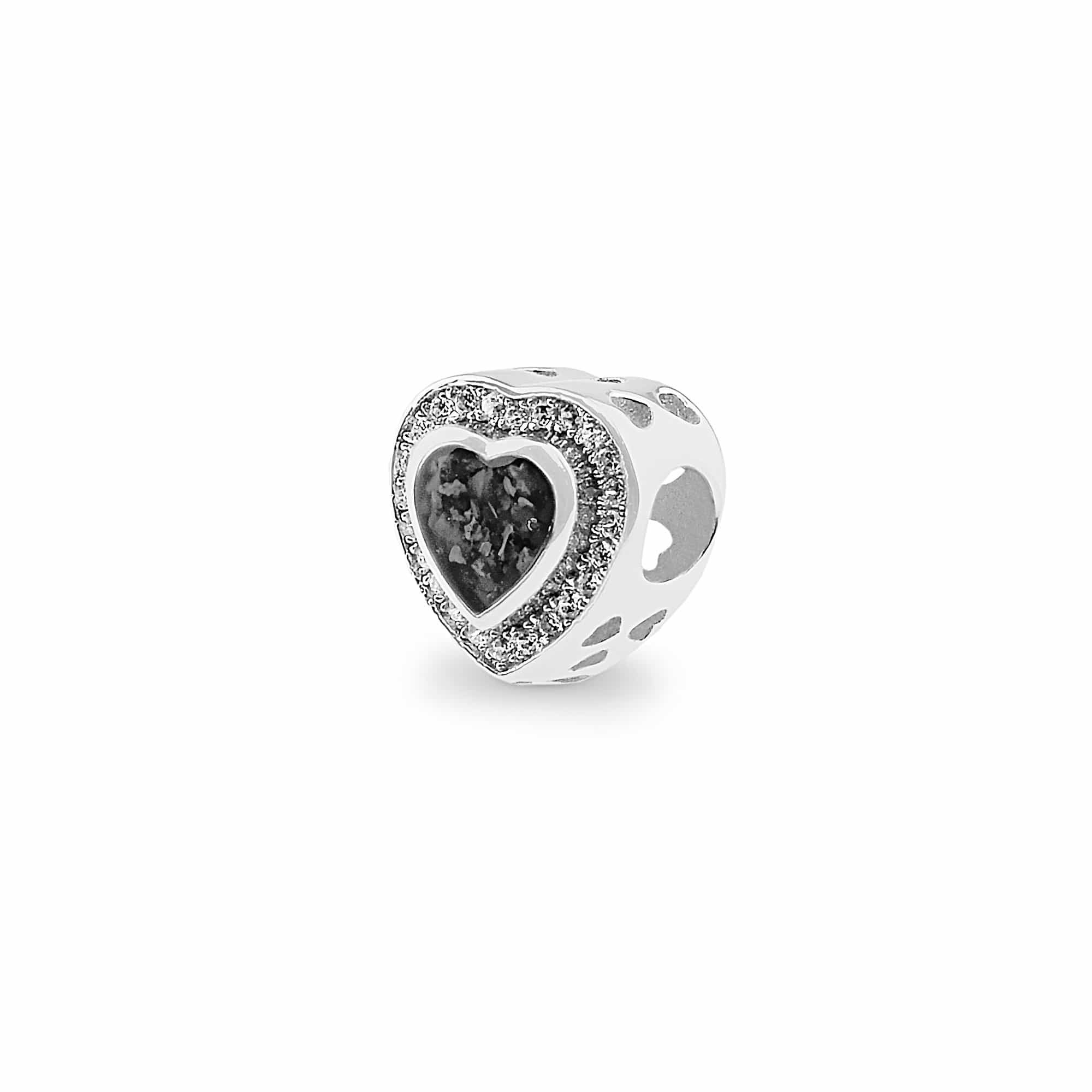 EverWith Comfort Memorial Ashes Charm Bead with Fine Crystals - Sterling Silver - Black