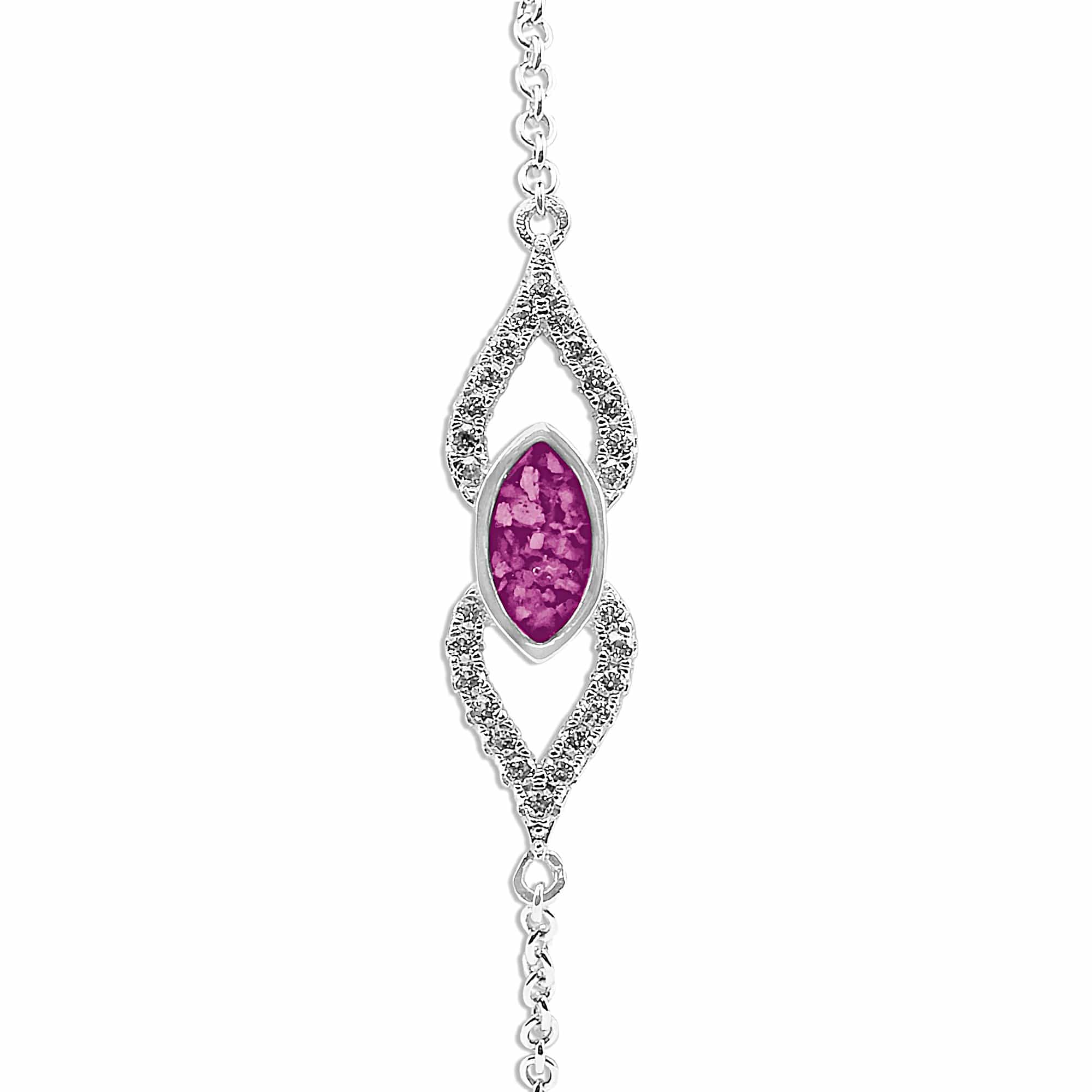 EverWith Ladies Respect Memorial Ashes Bracelet with Fine Crystals - Sterling Silver - Pink