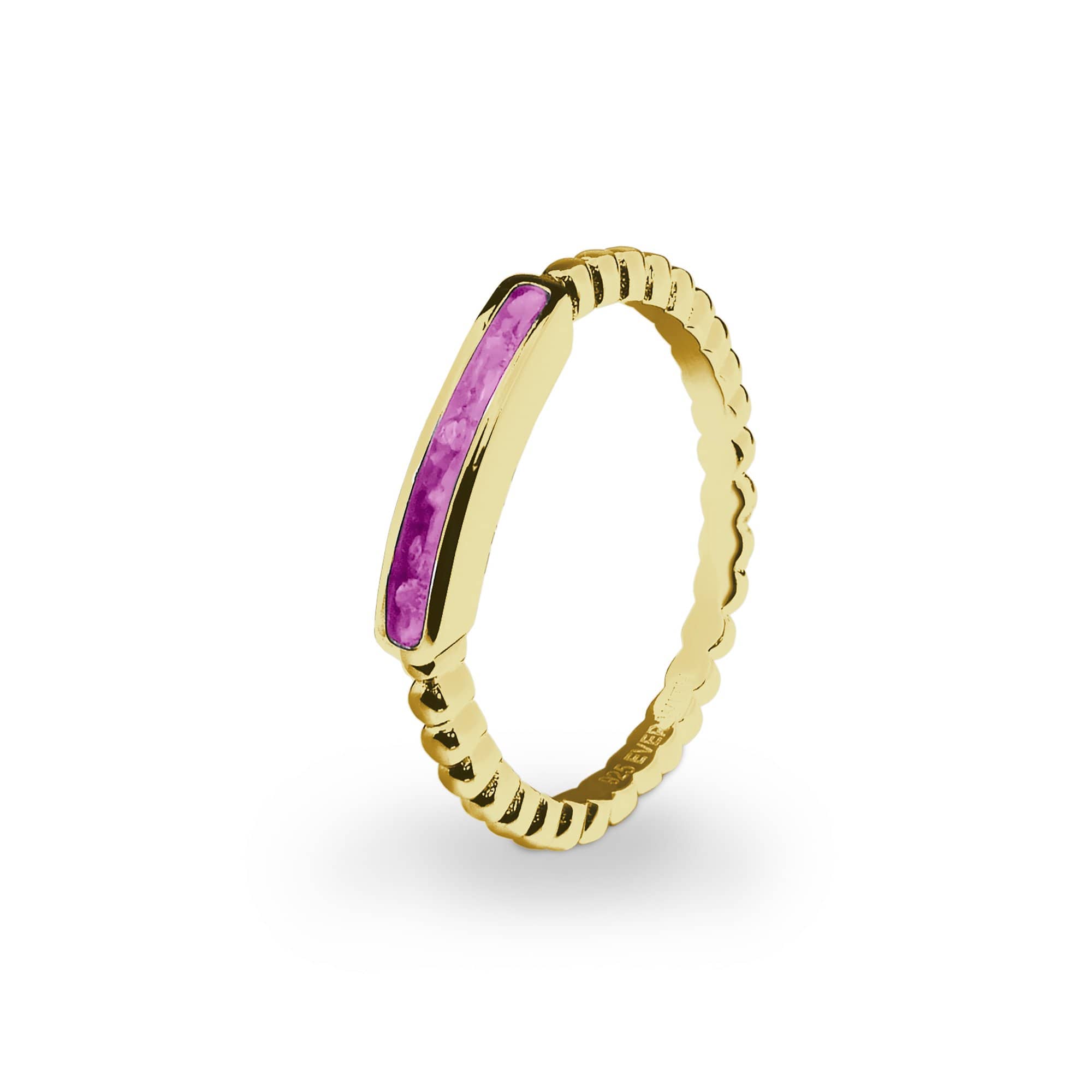EverWith Ladies Channel Bubble Band Memorial Ashes Ring - 9k Yellow Gold - Pink