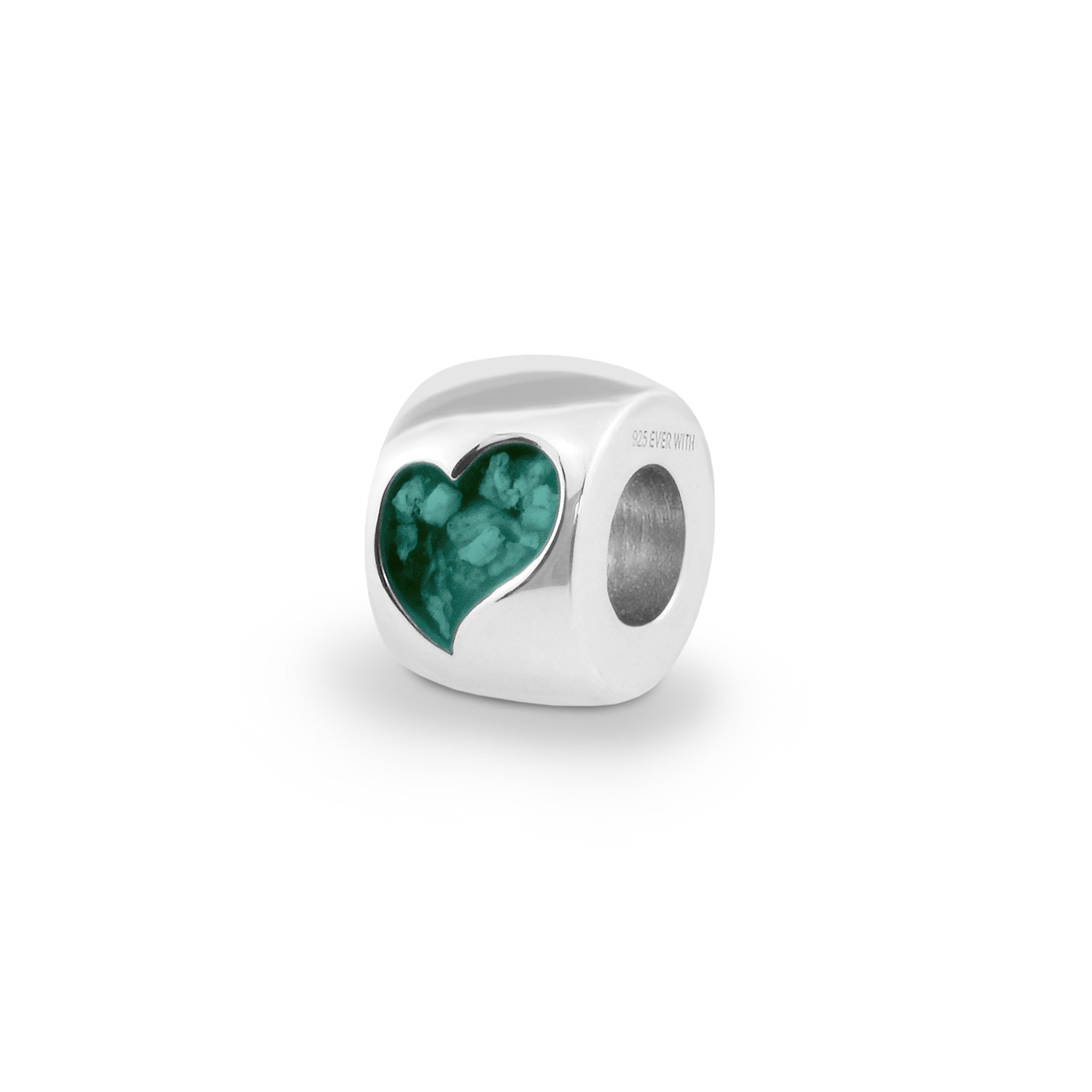 EverWith Cherish Memorial Ashes Charm Bead with Fine Crystals - Sterling Silver - Aqua
