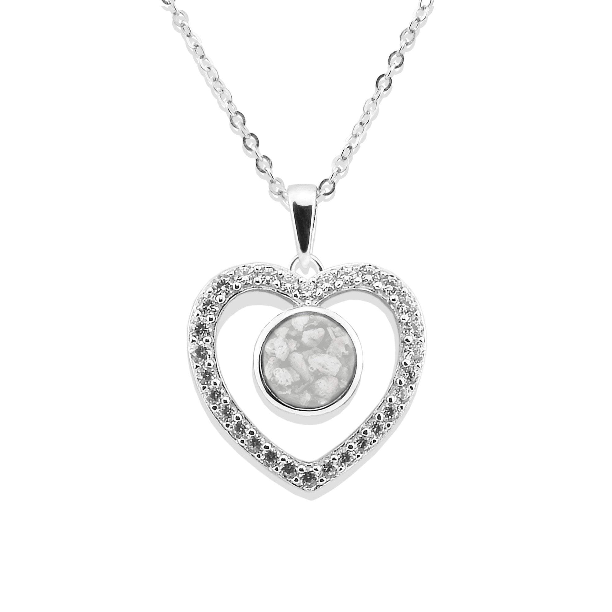 EverWith Ladies Forever Memorial Ashes Pendant with Fine Crystals - Sterling Silver - White