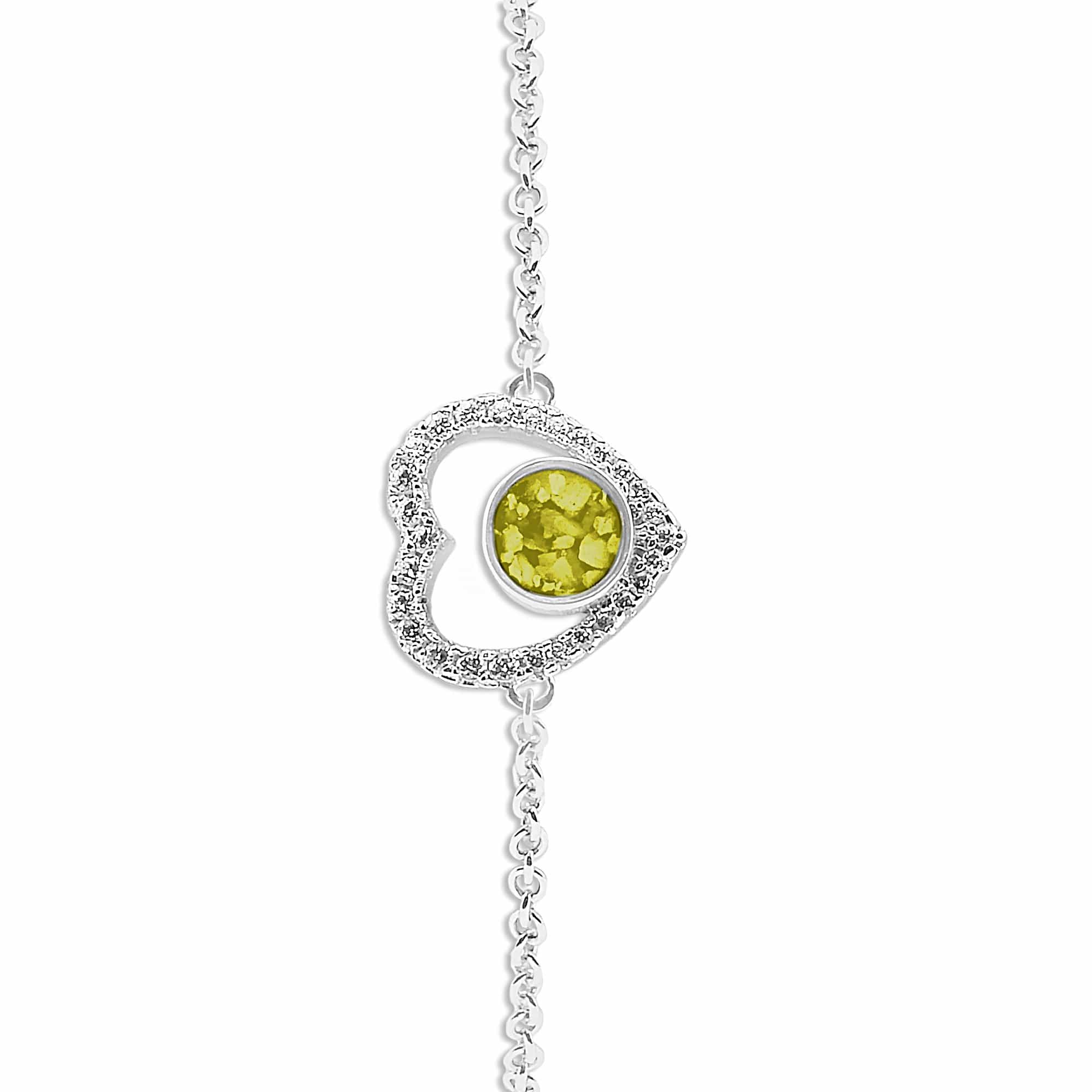EverWith Ladies Forever Memorial Ashes Bracelet with Fine Crystals - Sterling Silver - Yellow