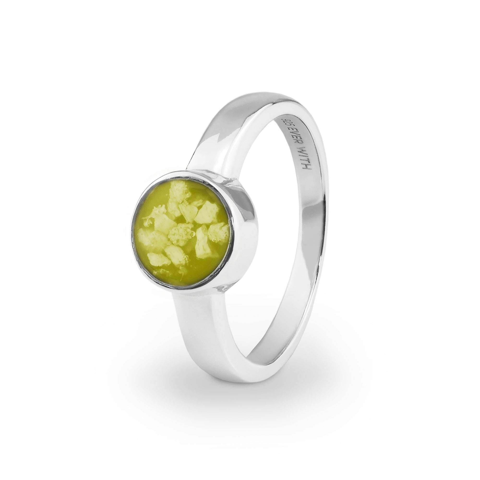 EverWith Ladies Classic Round Memorial Ashes Ring - Sterling Silver - Yellow