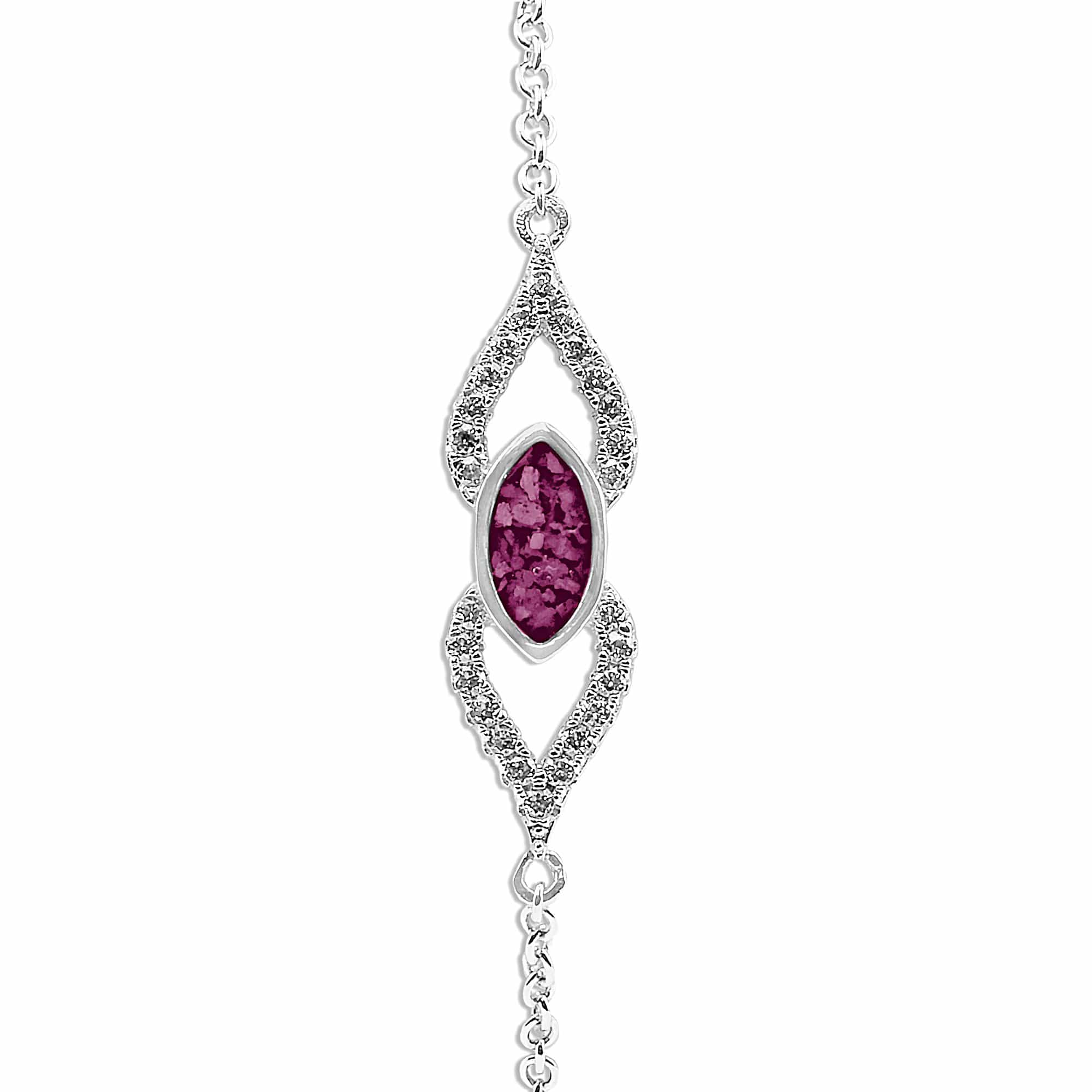EverWith Ladies Respect Memorial Ashes Bracelet with Fine Crystals - Sterling Silver - Violet
