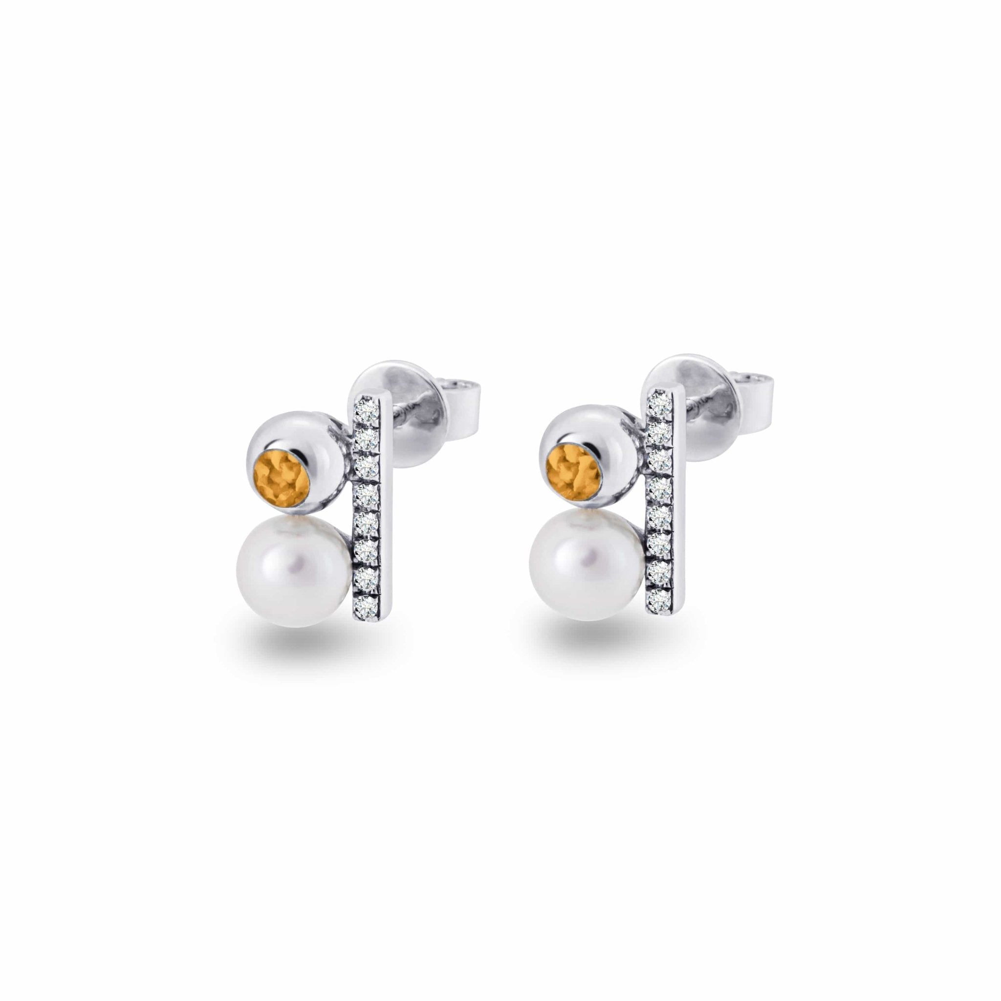 EverWith Ladies Rondure Opulence Memorial Ashes Earrings - Sterling Silver - Orange