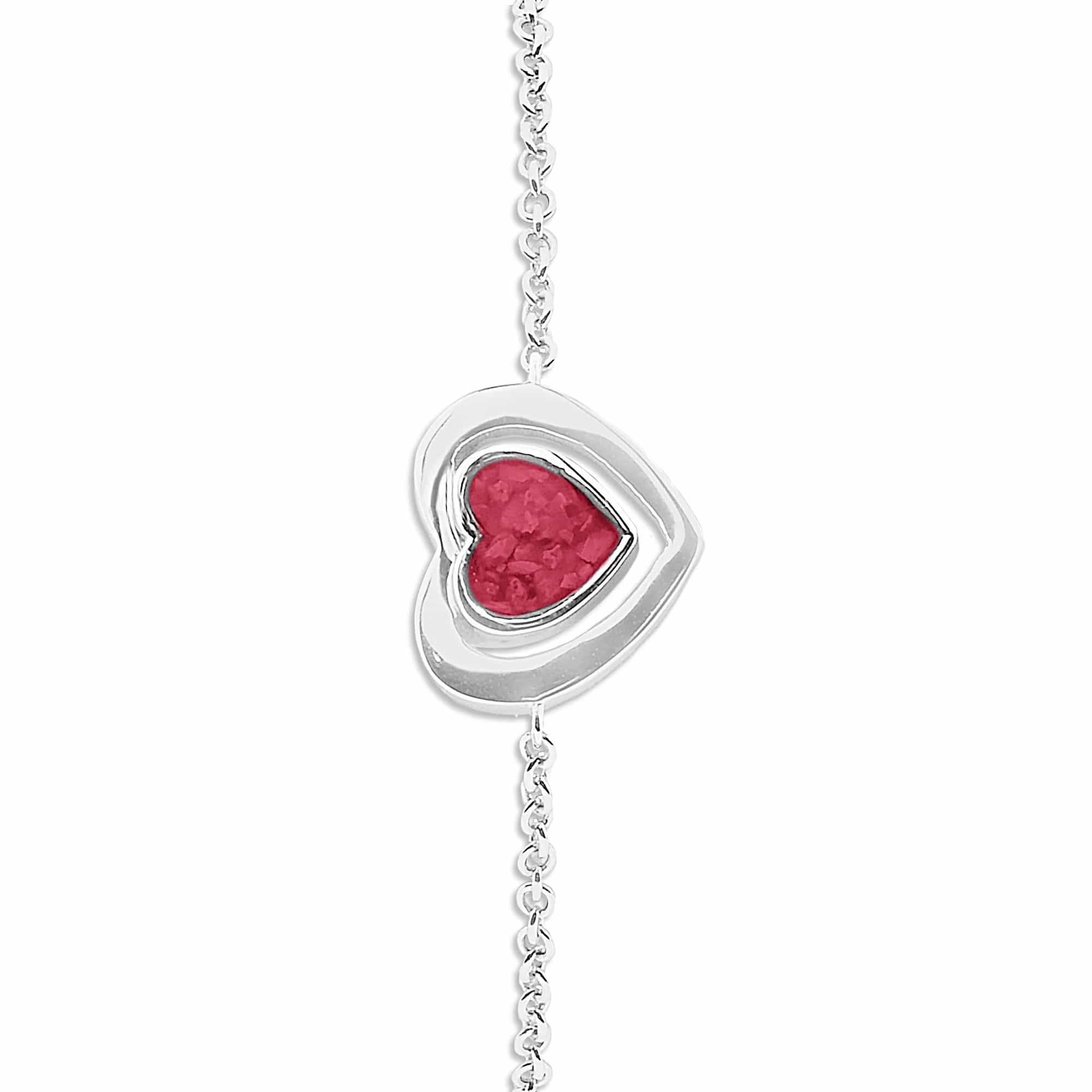 EverWith Ladies Valentine Memorial Ashes Bracelet - Sterling Silver - Red