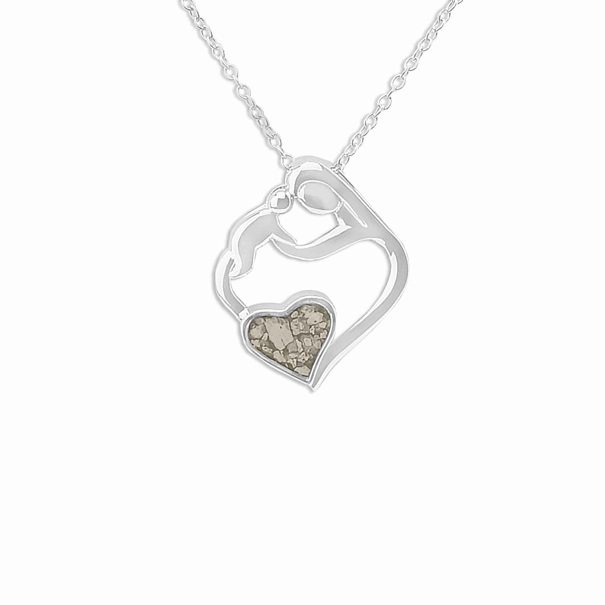 EverWith Ladies Mother and Child Memorial Ashes Pendant - Sterling Silver - Transparent