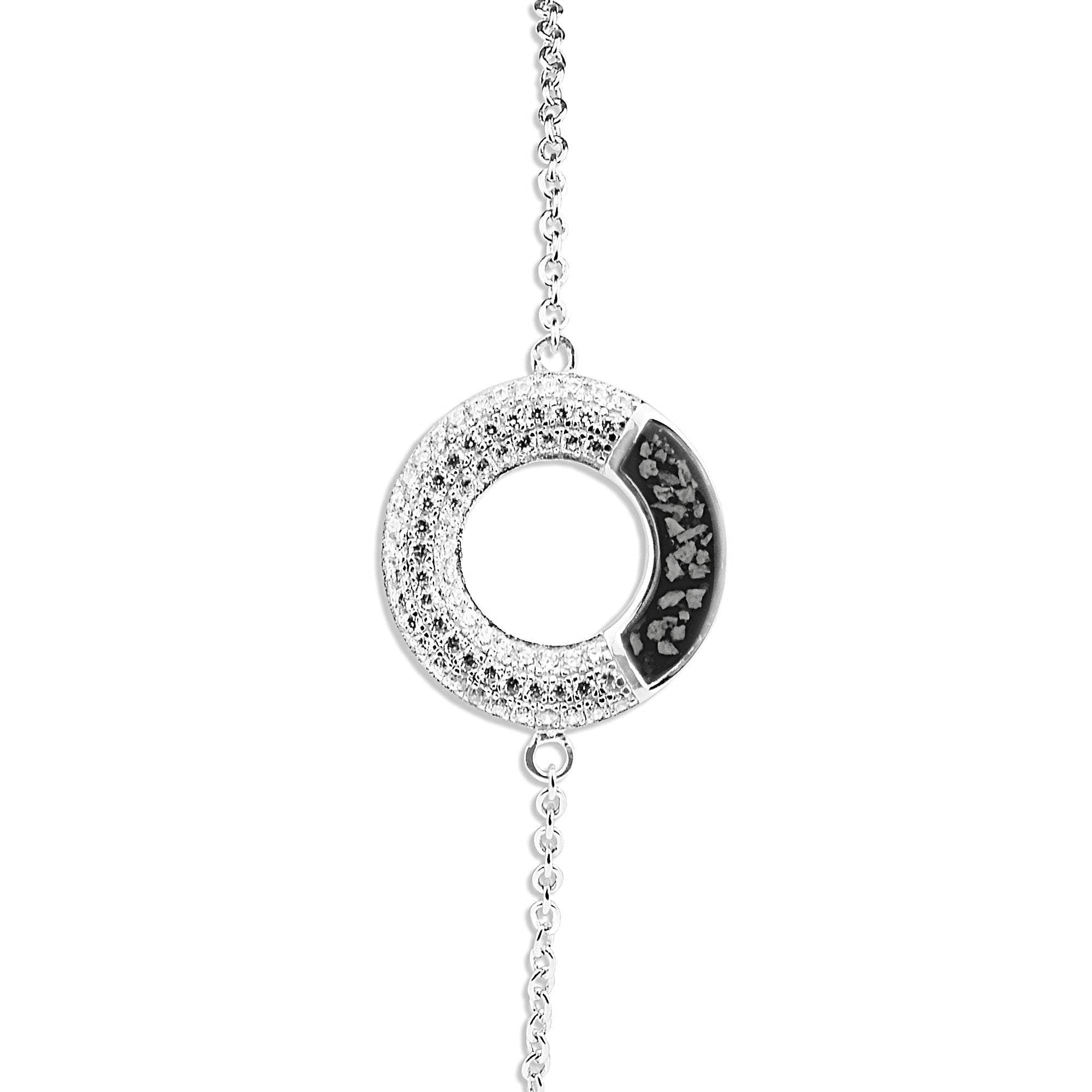 EverWith Ladies Eternal Memorial Ashes Bracelet with Fine Crystals - Sterling Silver - Black