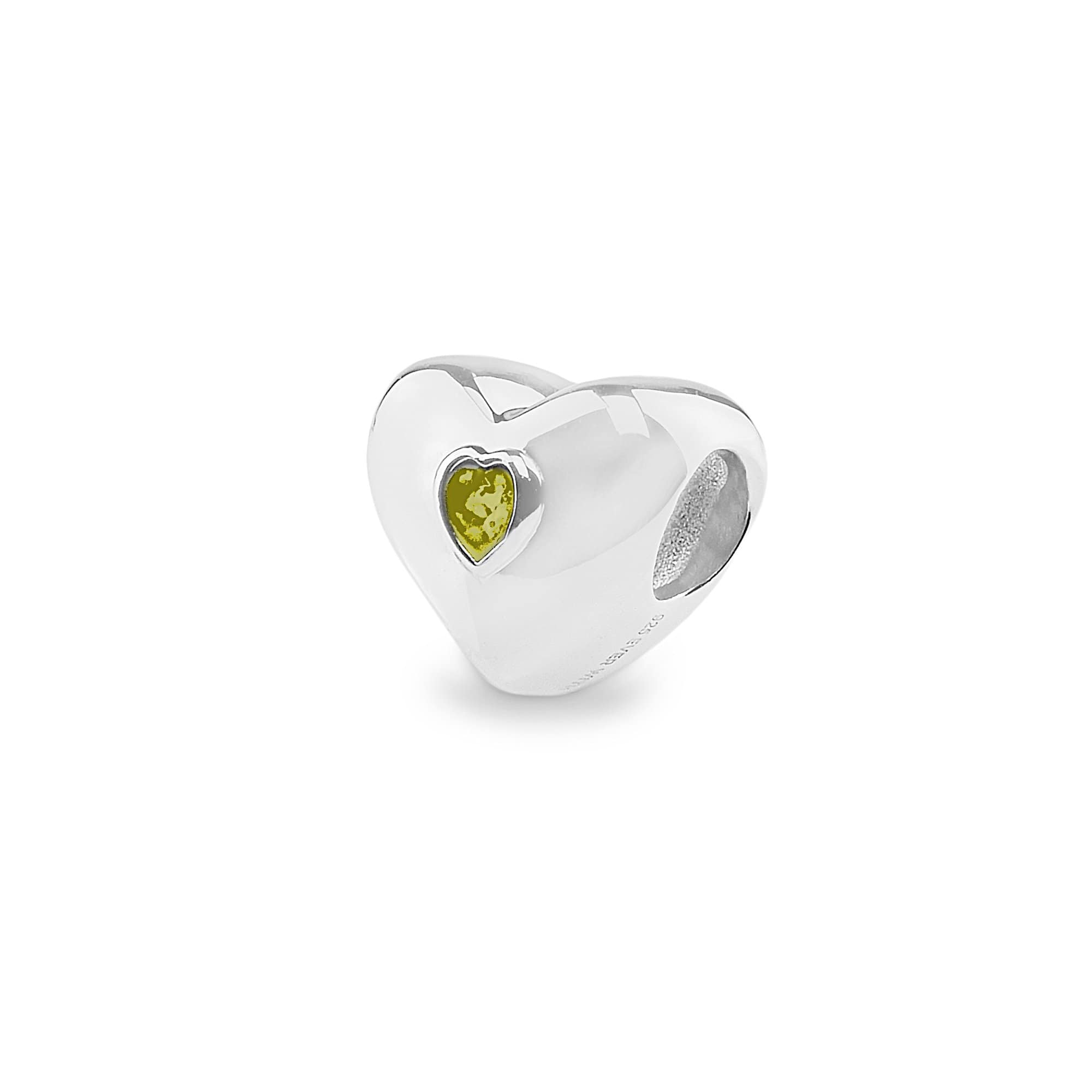 EverWith Heart Memorial Ashes Charm Bead - Sterling Silver - Yellow
