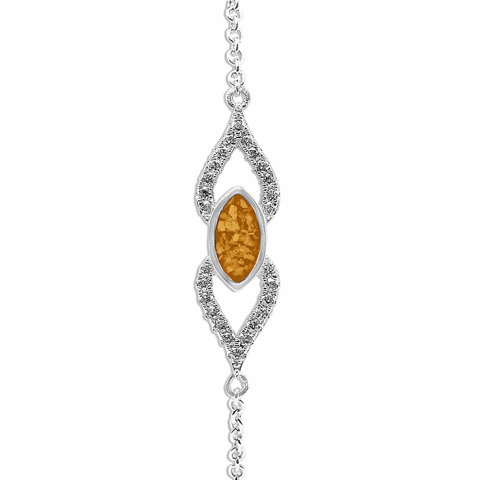 EverWith Ladies Respect Memorial Ashes Bracelet with Fine Crystals - Sterling Silver - Orange
