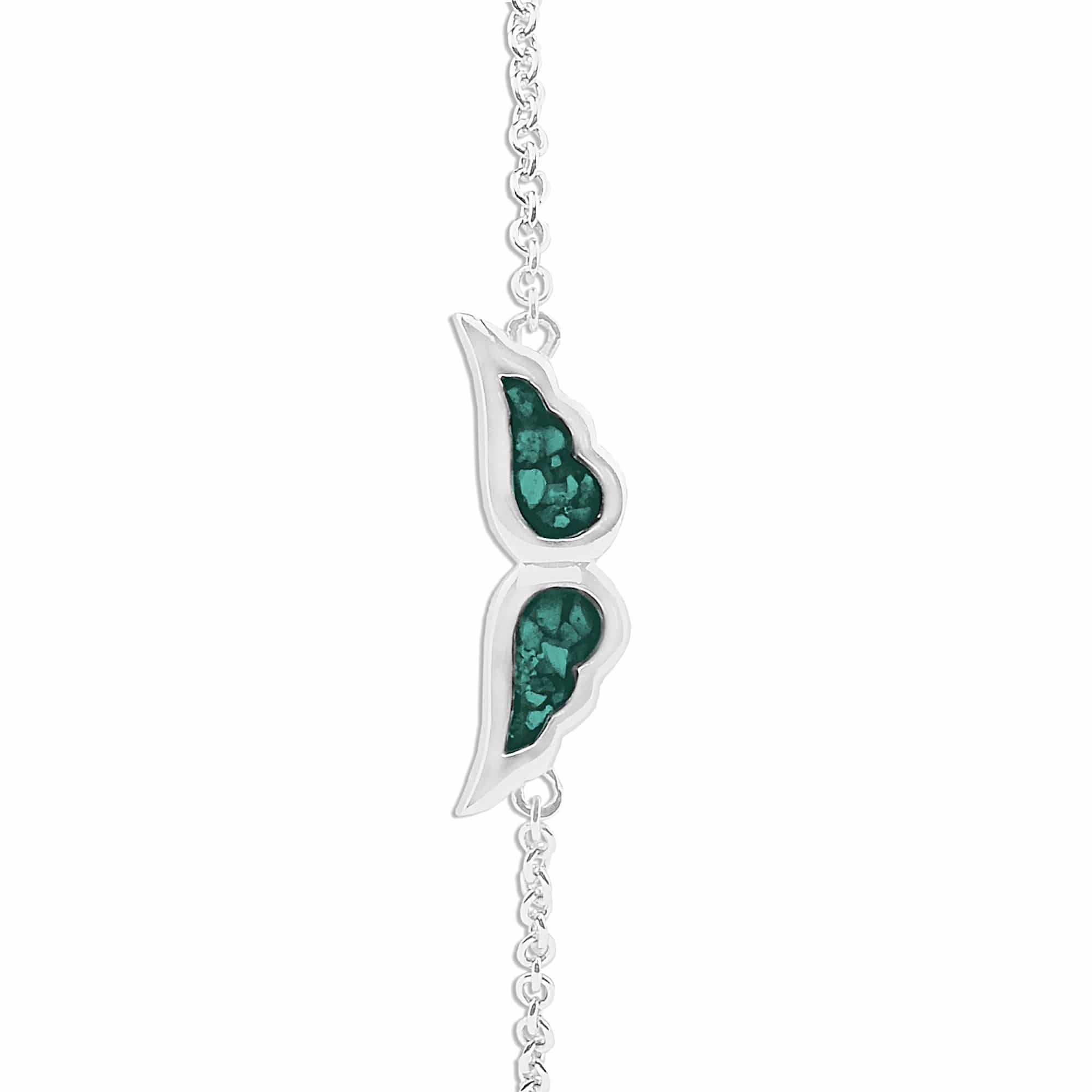 EverWith Ladies Angel Wings Memorial Ashes Bracelet - Sterling Silver - Aqua