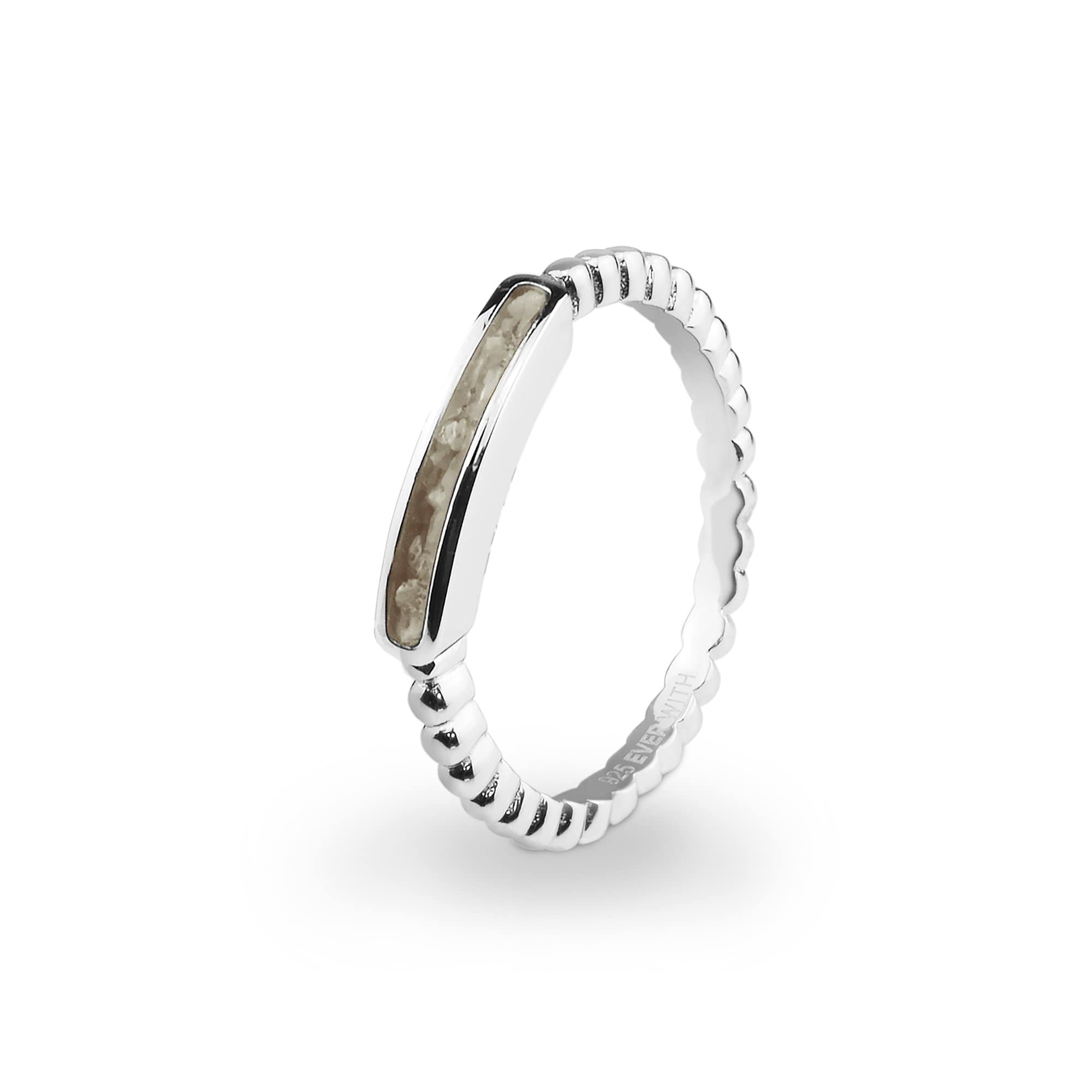 EverWith Ladies Channel Bubble Band Memorial Ashes Ring - Sterling Silver - Transparent