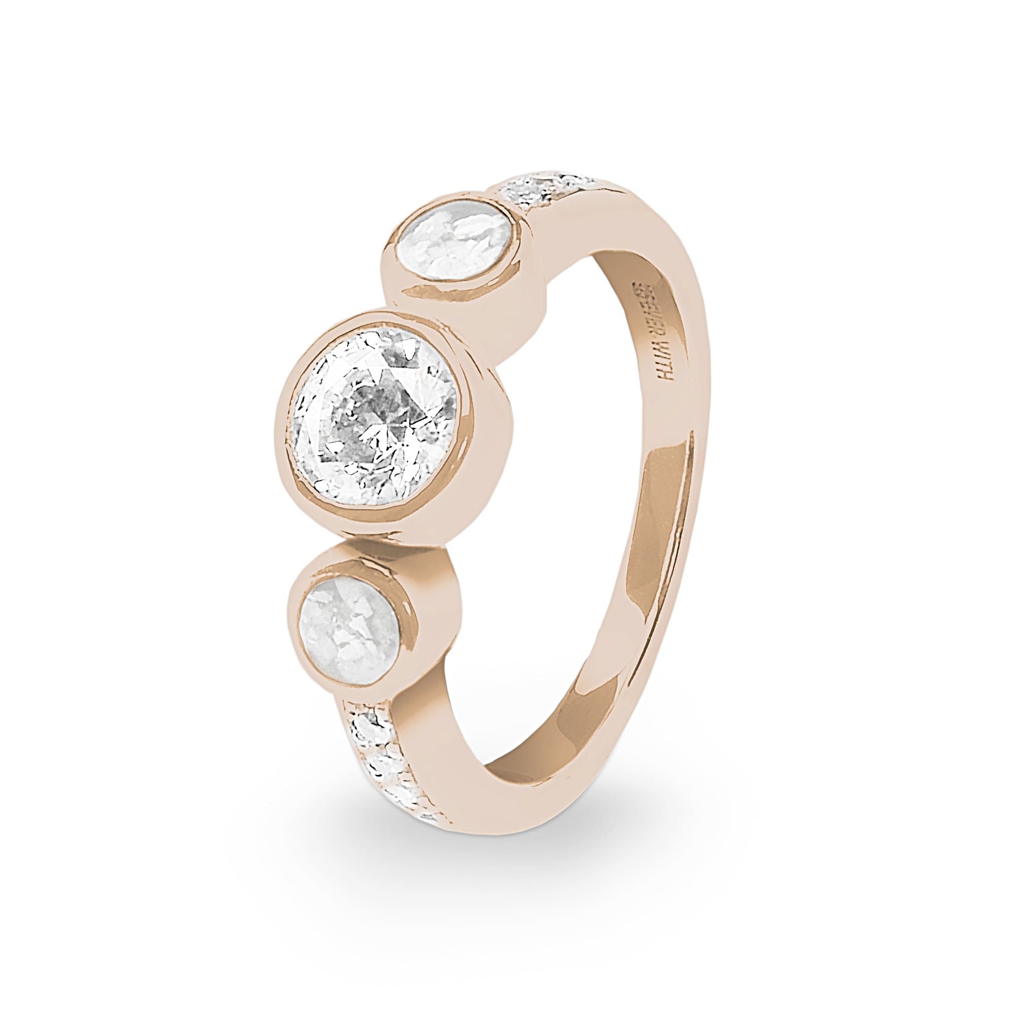 EverWith Ladies Jewel Memorial Ashes Ring with Fine Crystal - 9k Rose Gold - White