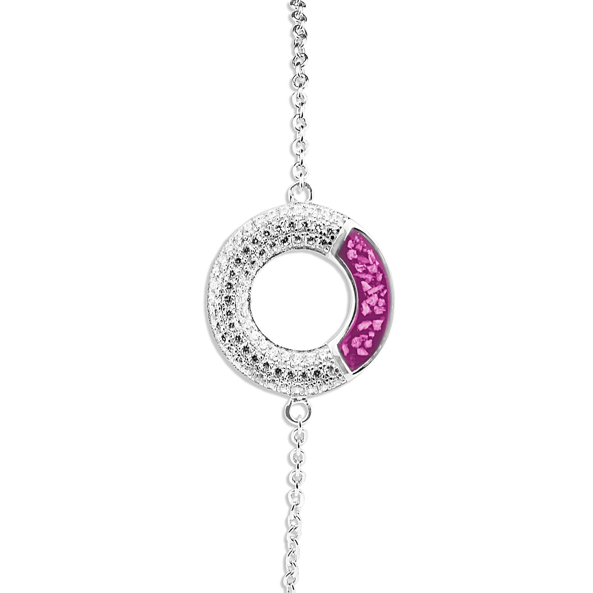 EverWith Ladies Eternal Memorial Ashes Bracelet with Fine Crystals - Sterling Silver - Pink