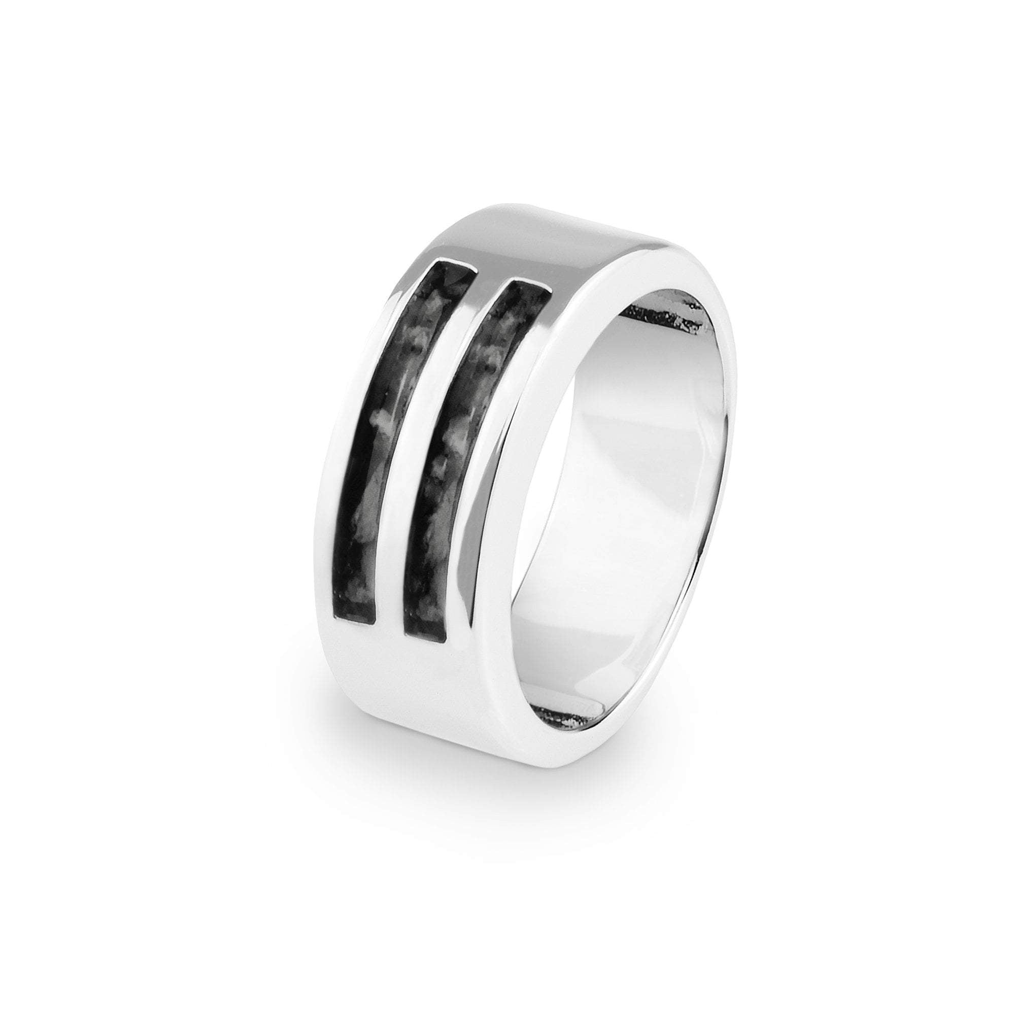EverWith Gents Traditional Memorial Ashes Ring - 9k White Gold - Black