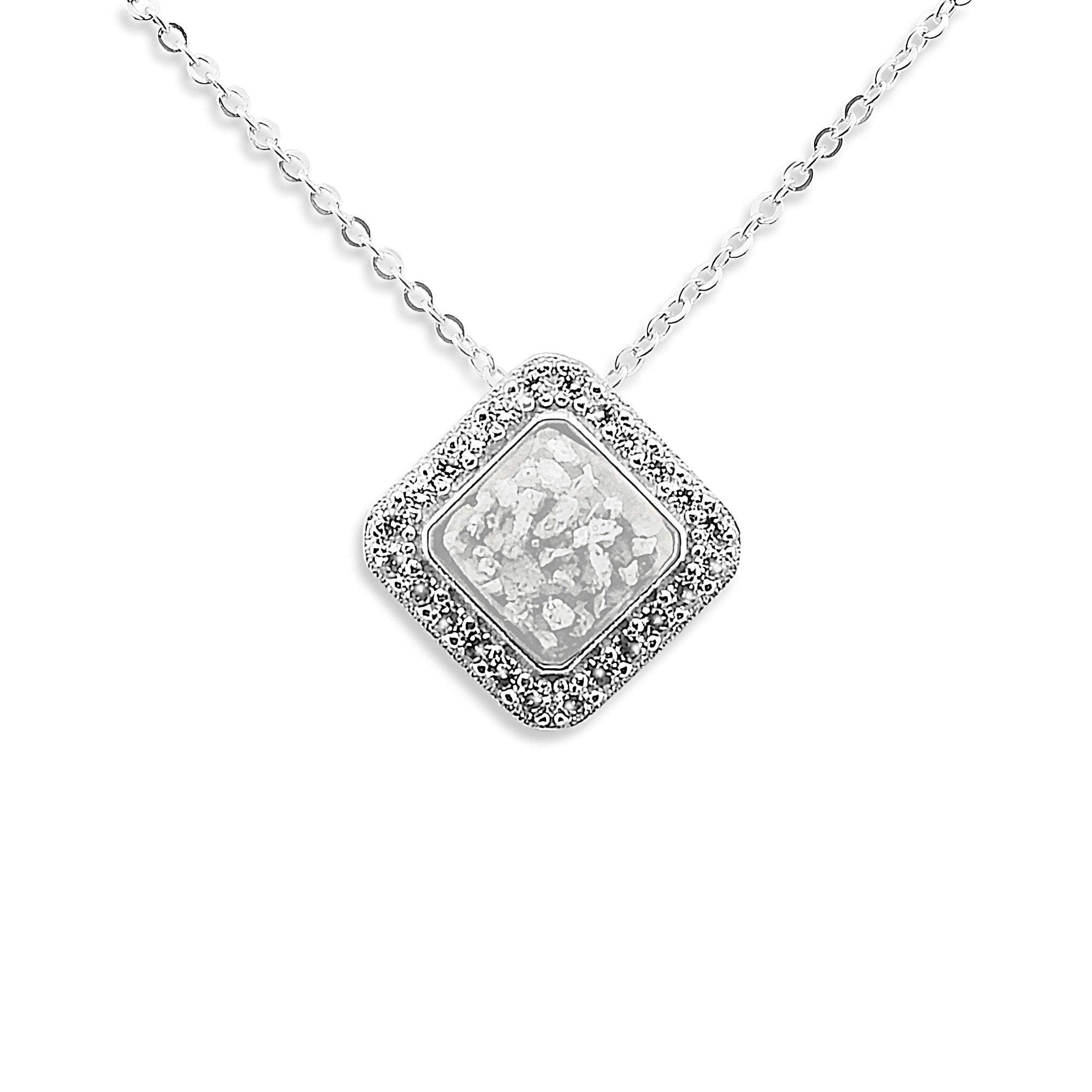 EverWith Ladies Bless Memorial Ashes Pendant with Fine Crystals - Sterling Silver - White
