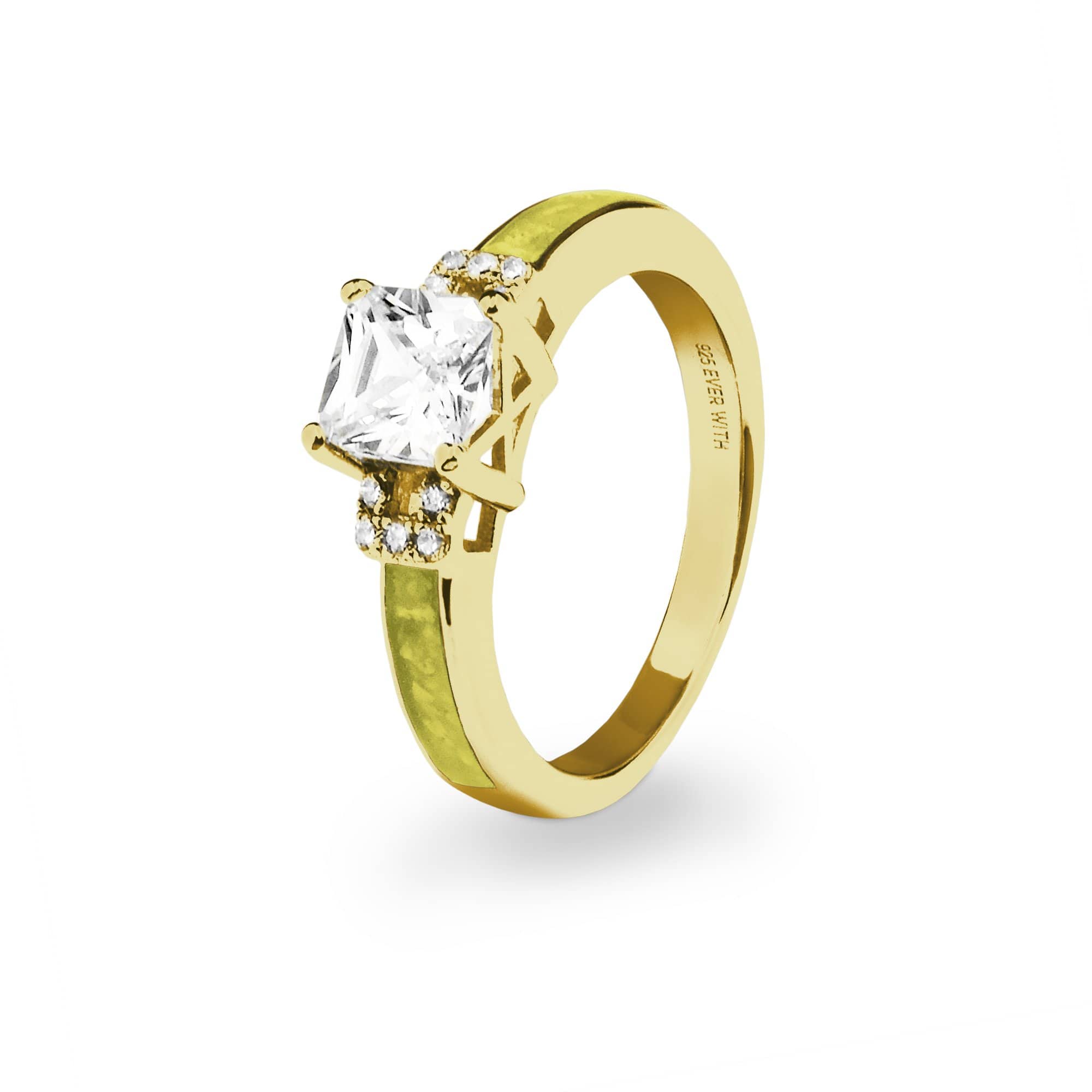 EverWith Ladies Honour Memorial Ashes Ring with Fine Crystals - 9k Yellow Gold - Yellow