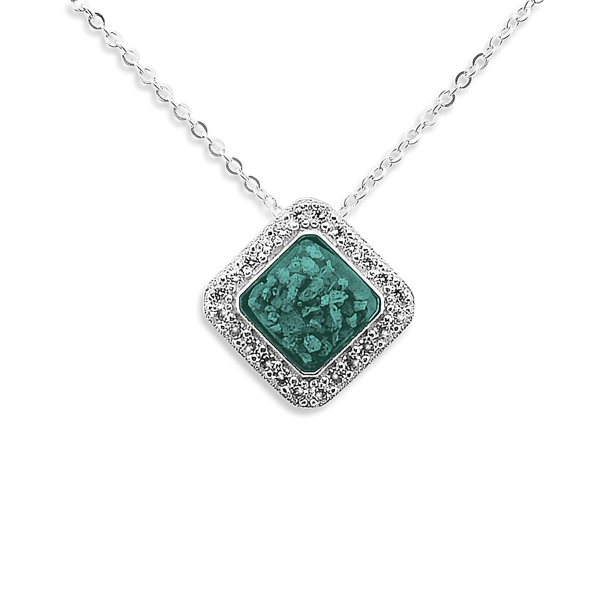 EverWith Ladies Bless Memorial Ashes Pendant with Fine Crystals - Sterling Silver - Aqua