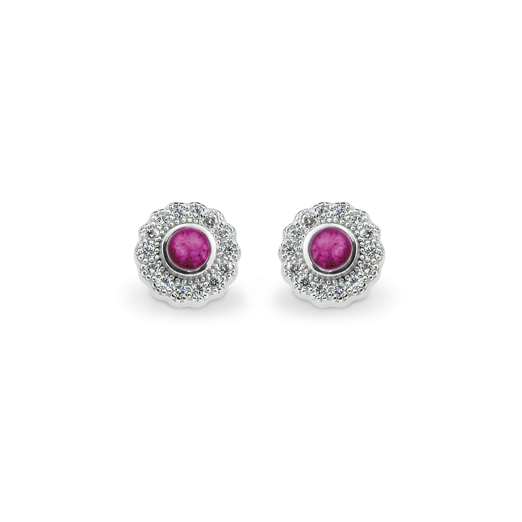 EverWith Ladies Petals Memorial Ashes Earrings with Fine Crystals - Sterling Silver - Violet