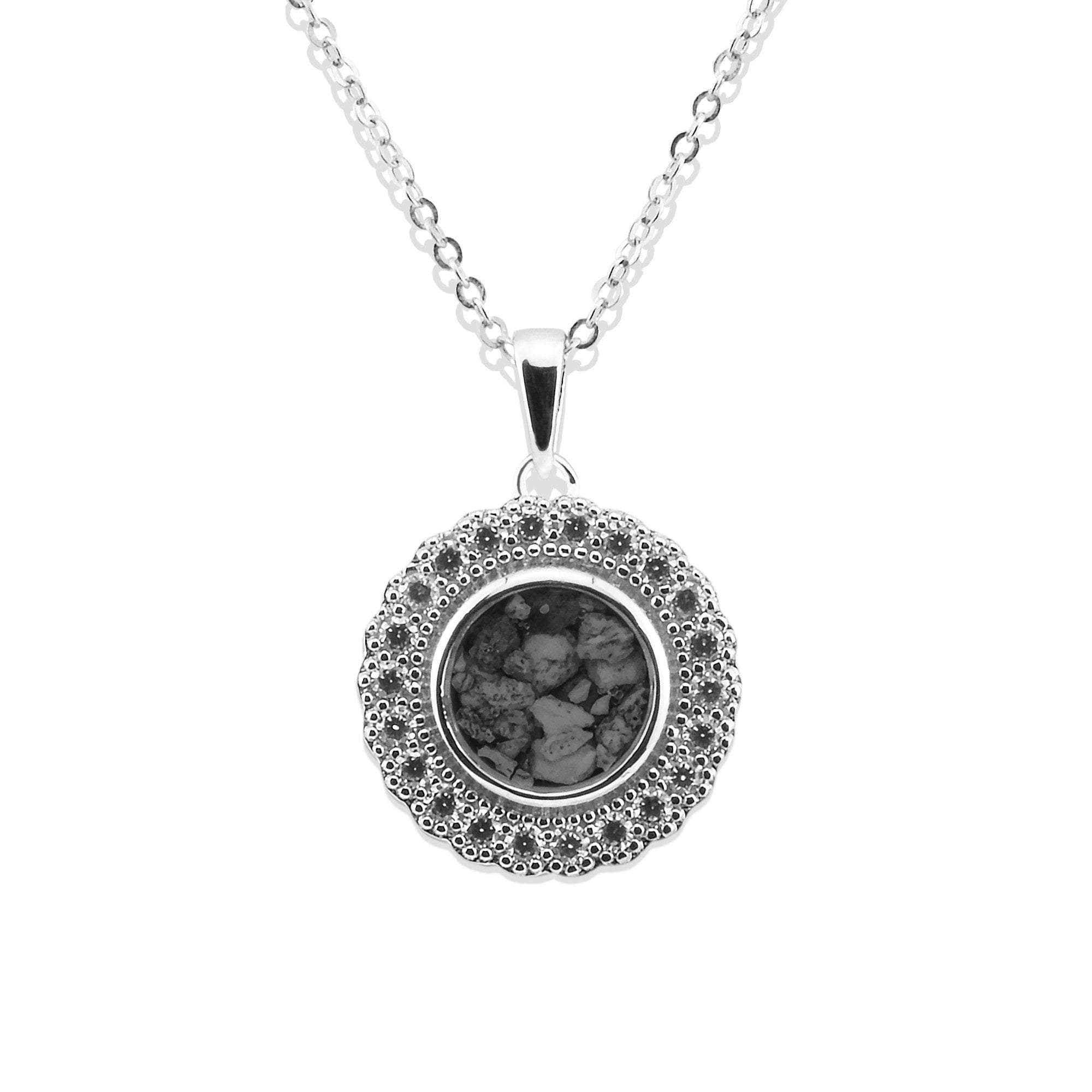 EverWith Ladies Petals Memorial Ashes Pendant with Fine Crystals - Sterling Silver - Black