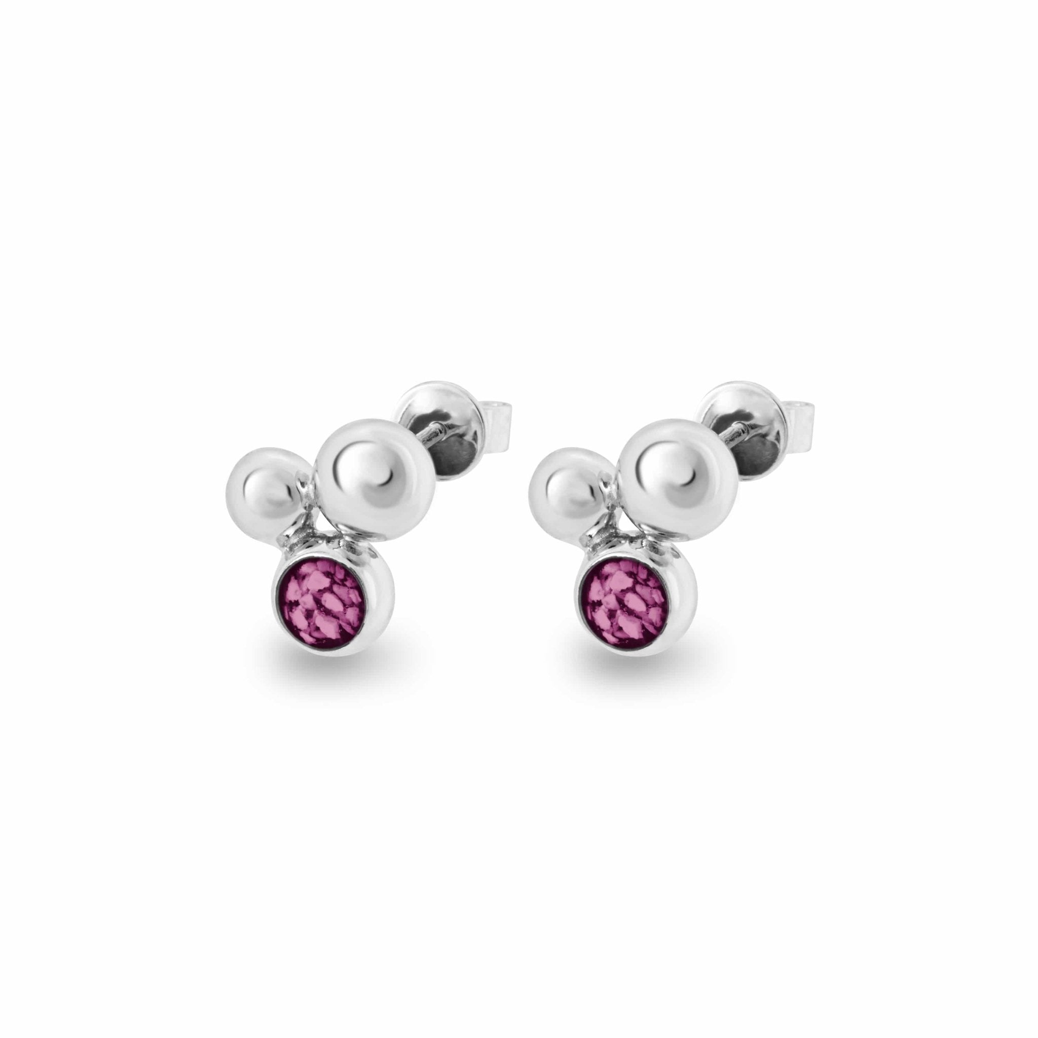 EverWith Ladies Rondure Array Memorial Ashes Earrings - Sterling Silver - Violet