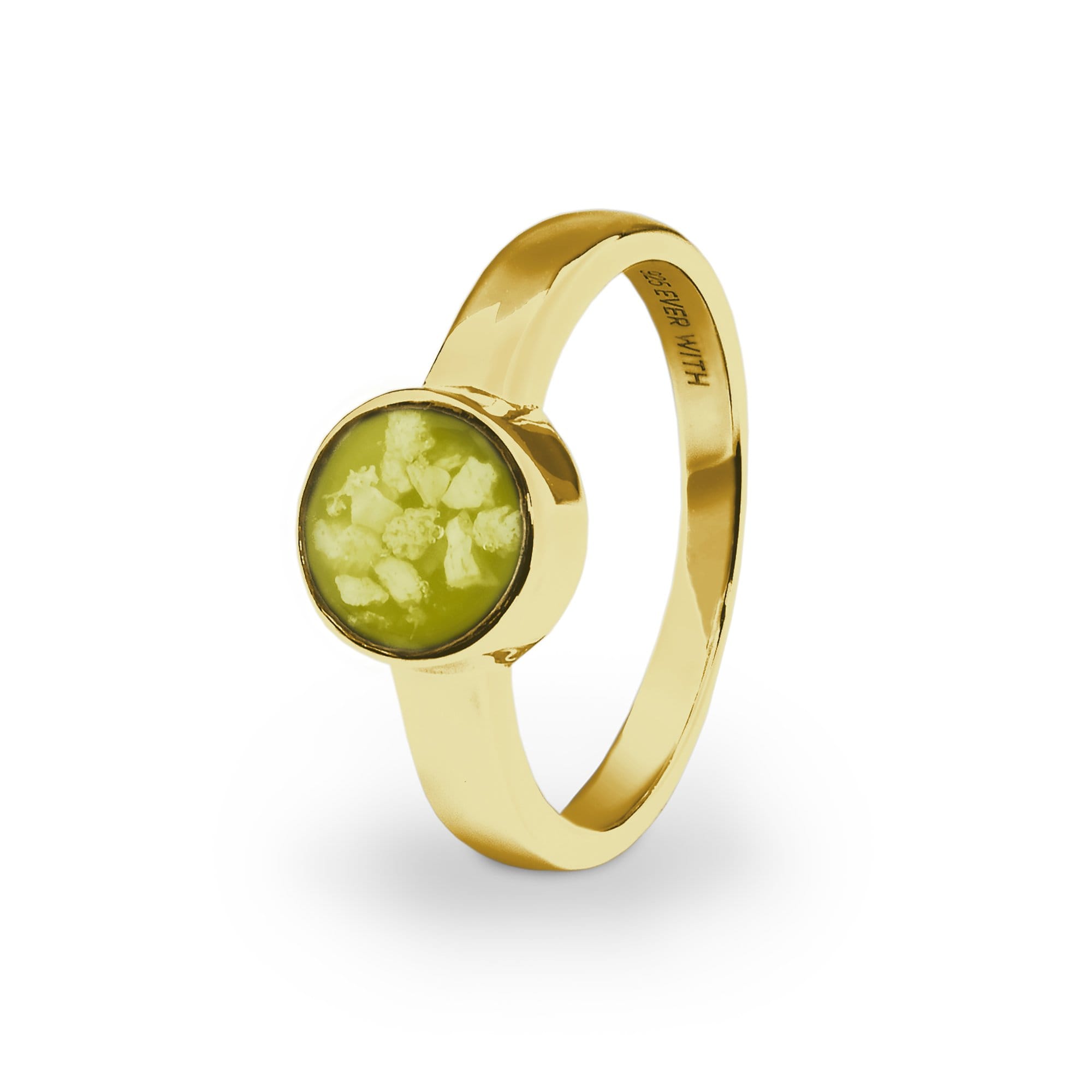 EverWith Ladies Classic Round Memorial Ashes Ring - 9k Yellow Gold - Yellow