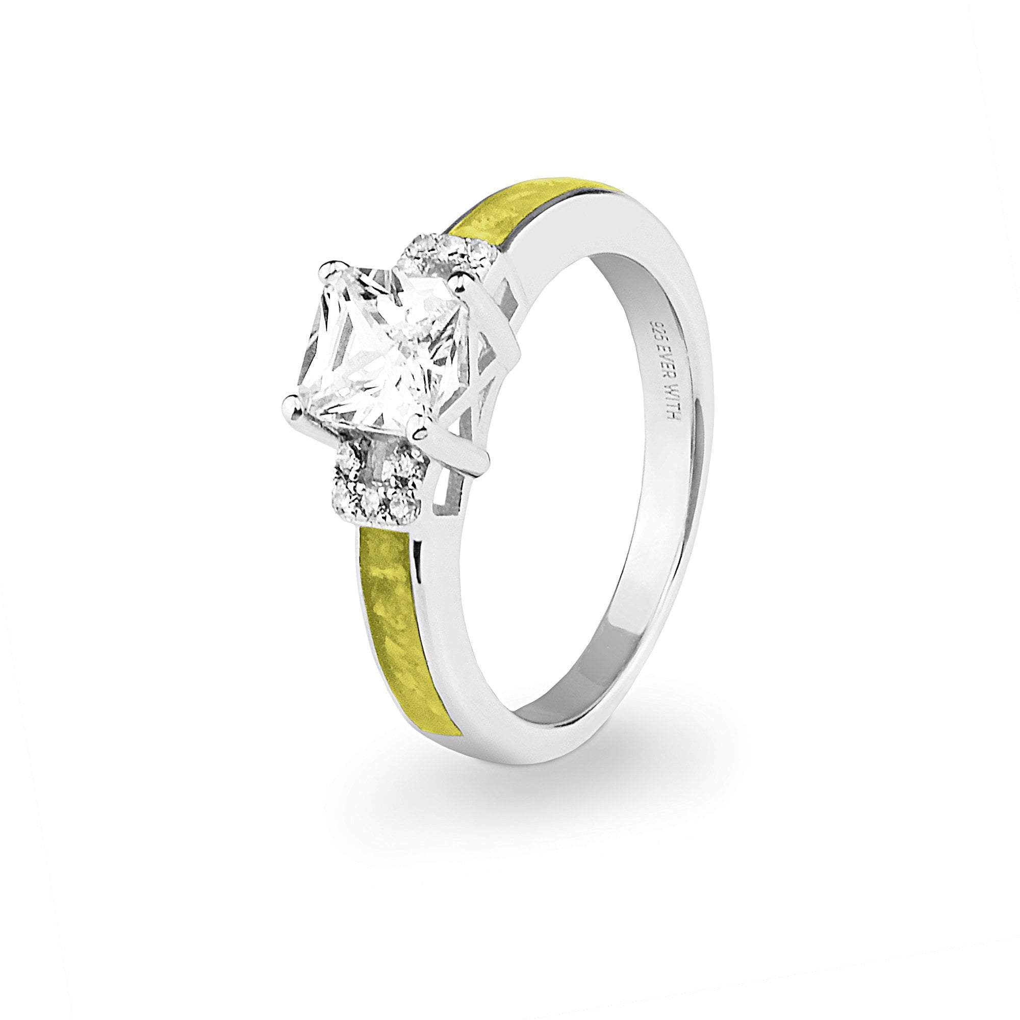 EverWith Ladies Honour Memorial Ashes Ring with Fine Crystals - Sterling Silver - Yellow