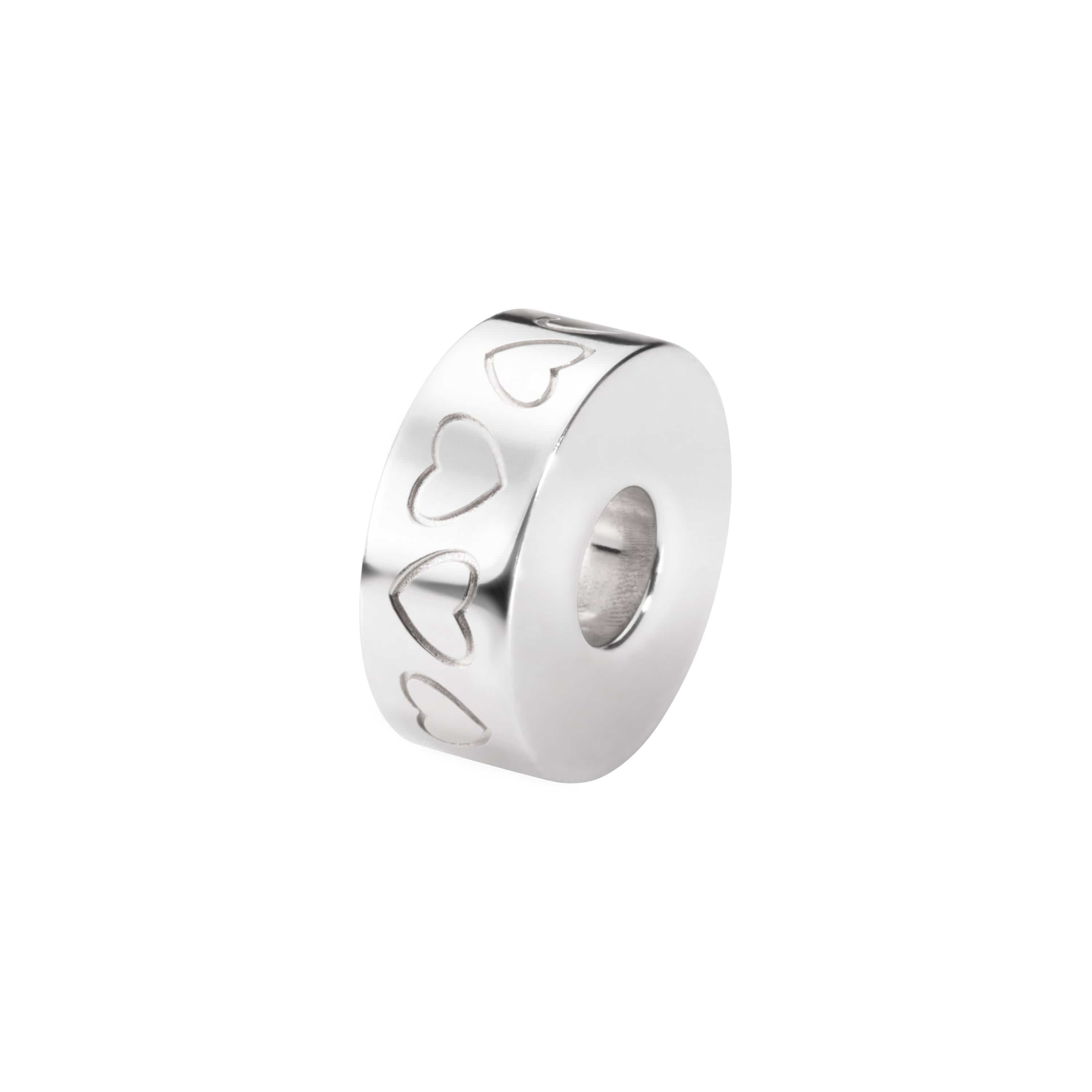 EW-SFC-1204 - EverWith Self-fill Round Heart Engraved Memorial Ashes Charm Bead - Gold