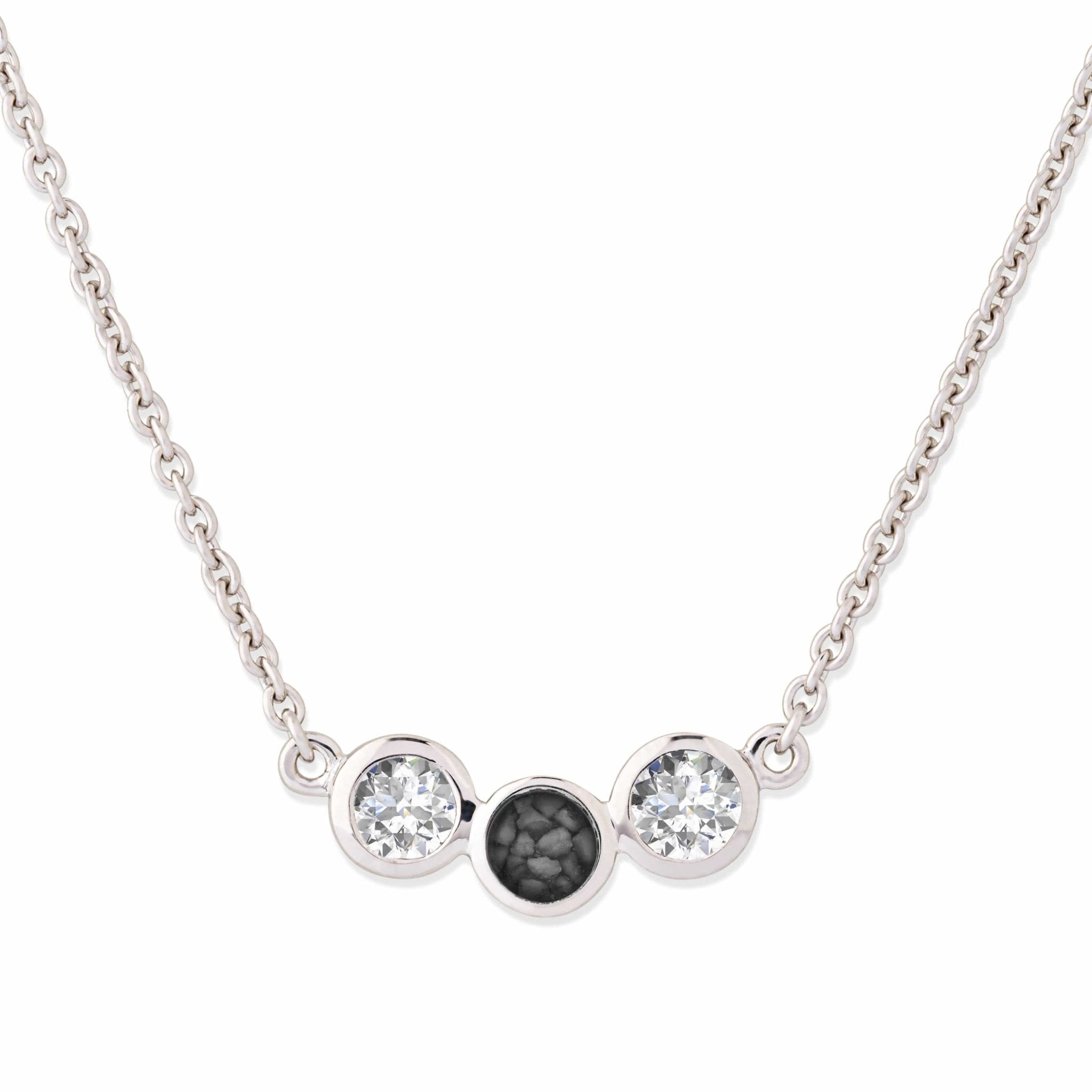 EverWith Ladies Three Of Us Memorial Ashes Necklace - Sterling Silver - Black