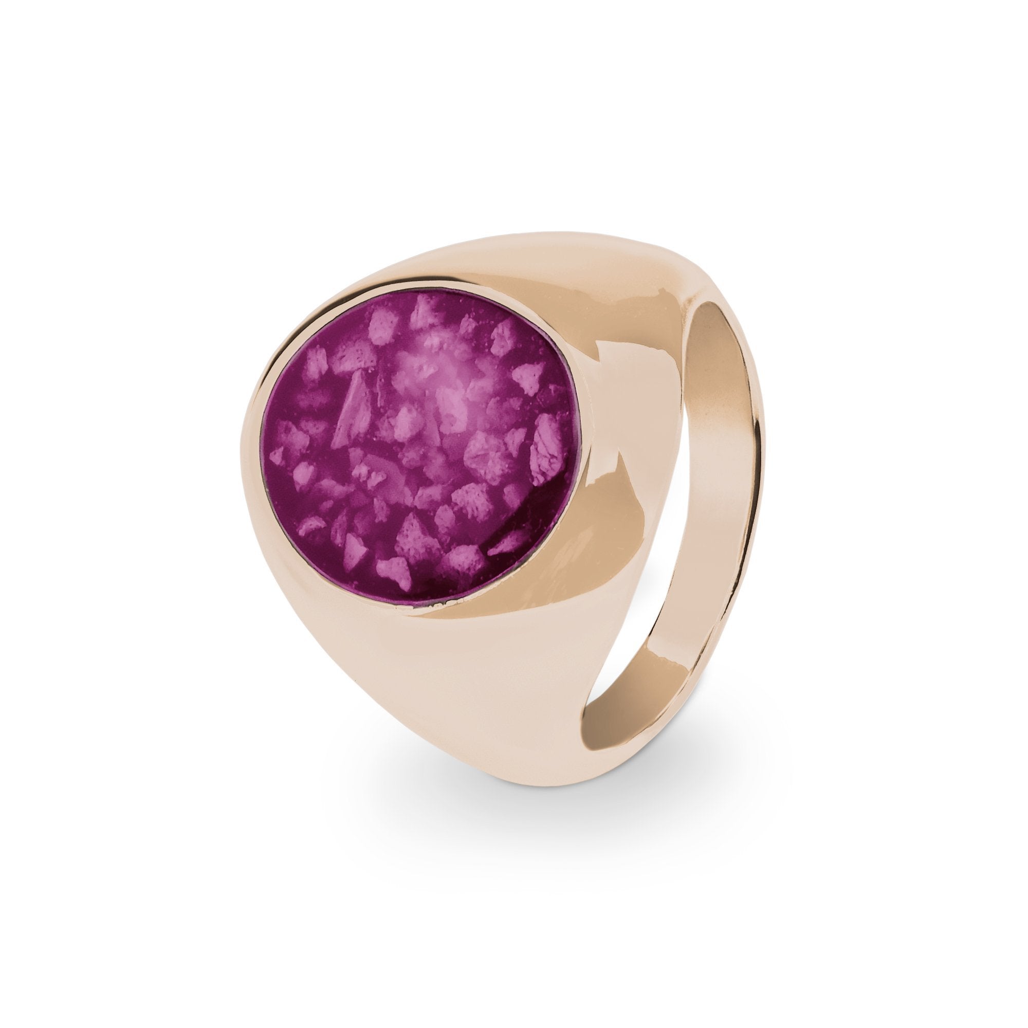 EverWith Gents Signet Memorial Ashes Ring - 9k Rose Gold - Violet