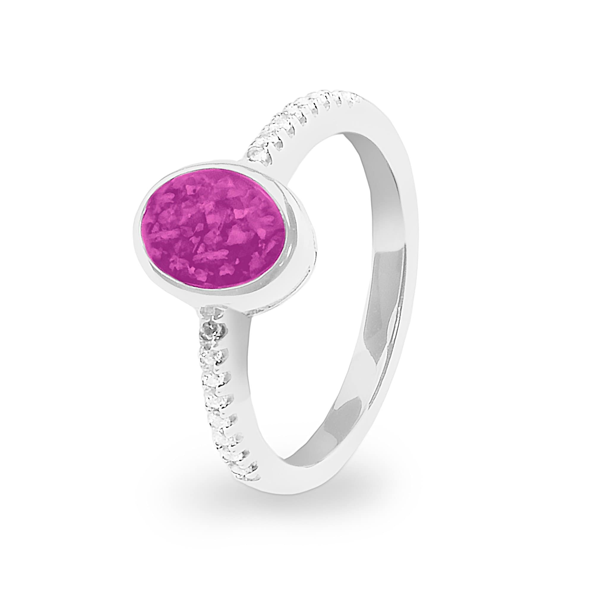 EverWith Ladies Guard Memorial Ashes Ring - Sterling Silver - Pink