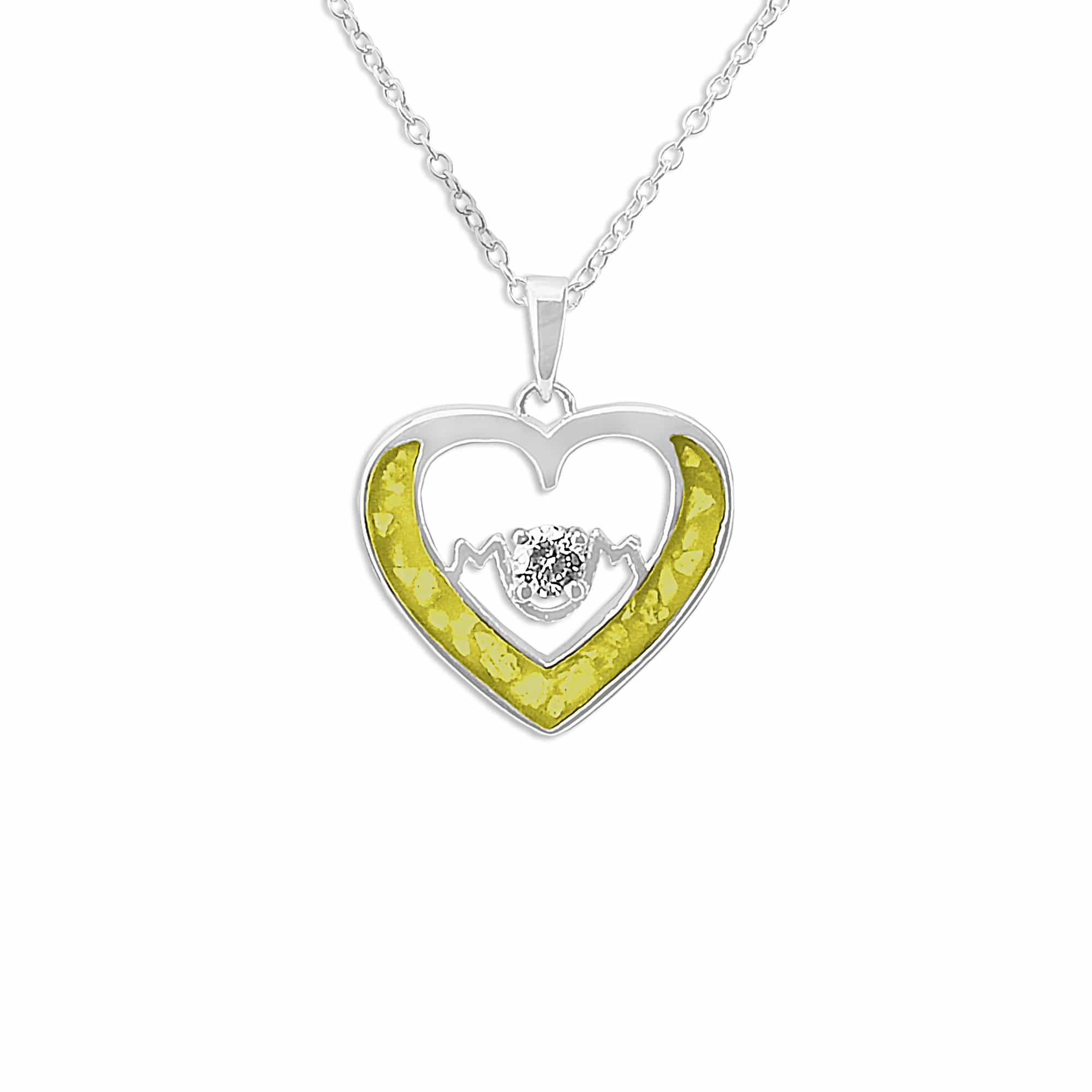 EverWith Ladies Mum Memorial Ashes Pendant with Fine Crystal - Sterling Silver - Yellow