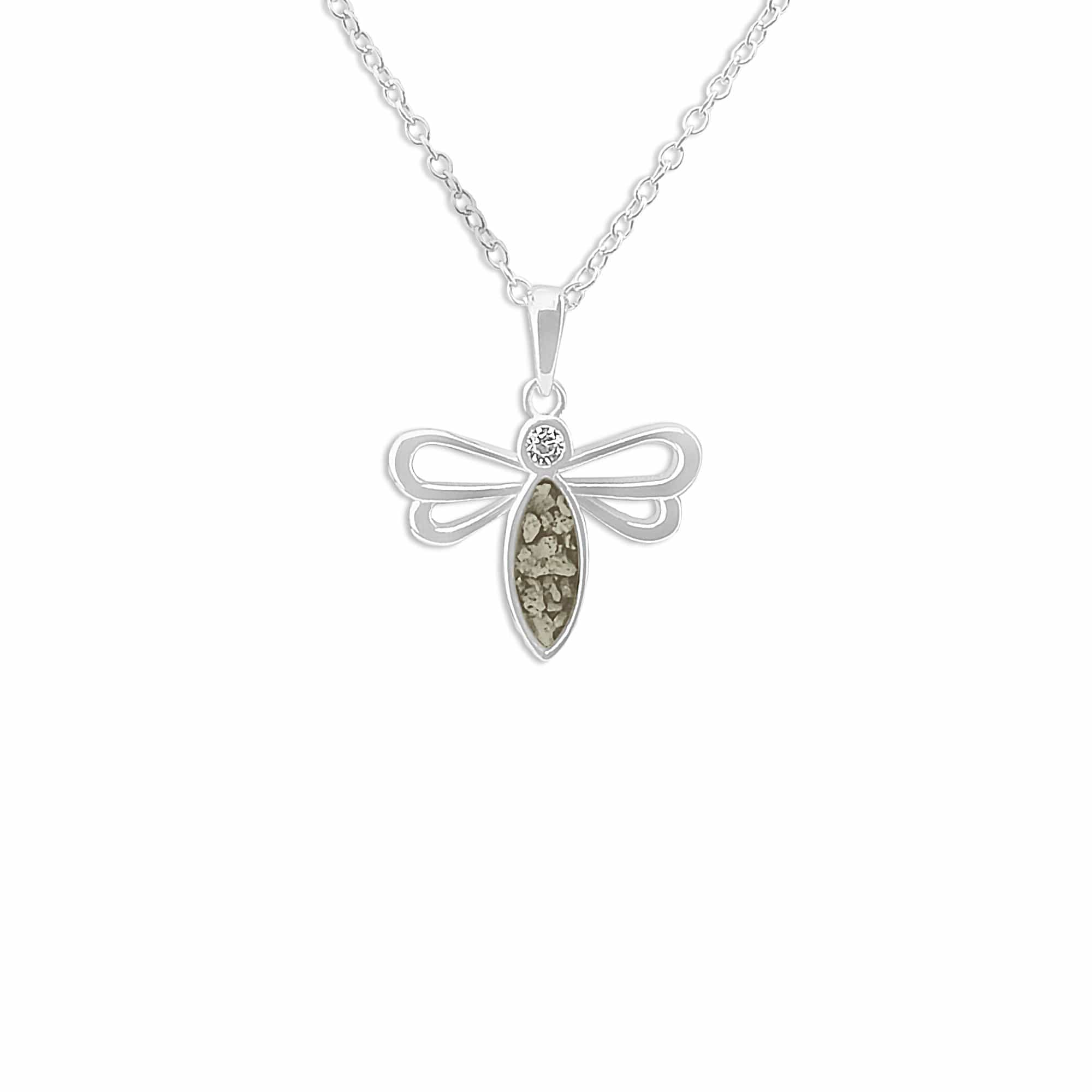 EverWith Ladies Bee Memorial Ashes Pendant with Fine Crystal - Sterling Silver - Transparent