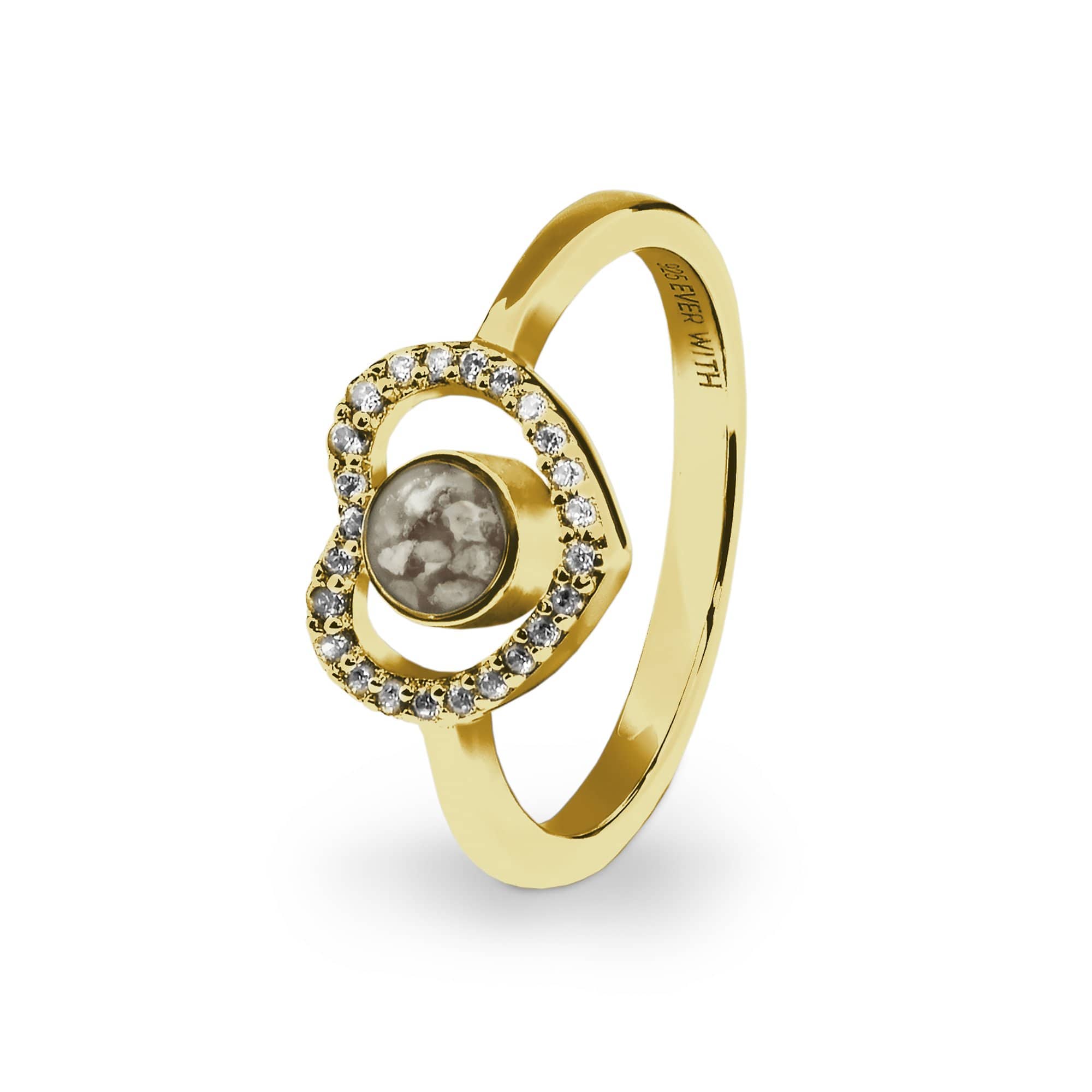 EverWith Ladies Forever Memorial Ashes Ring with Fine Crystals - 9k Yellow Gold - Transparent