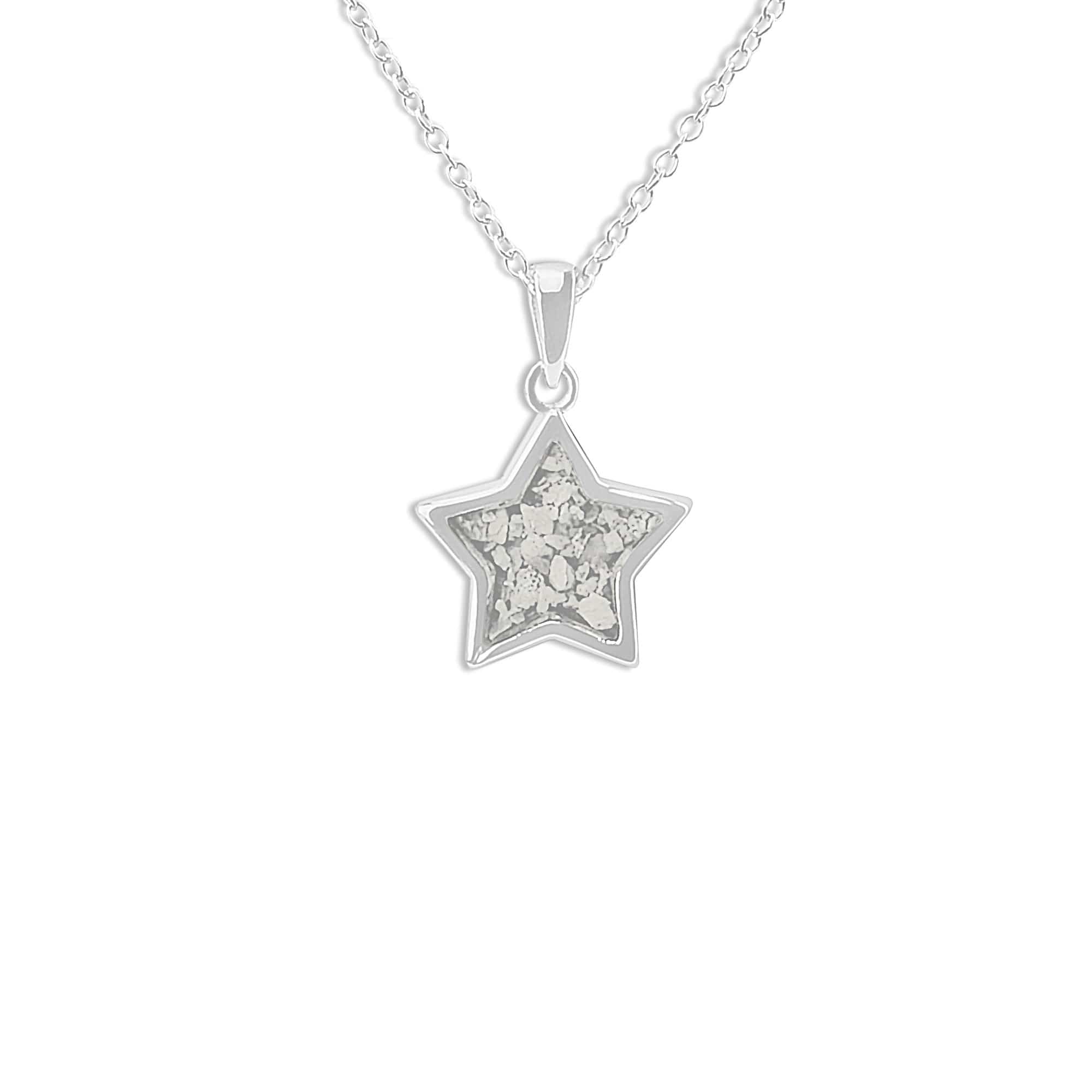 EverWith Ladies Star Memorial Ashes Pendant - Sterling Silver - White