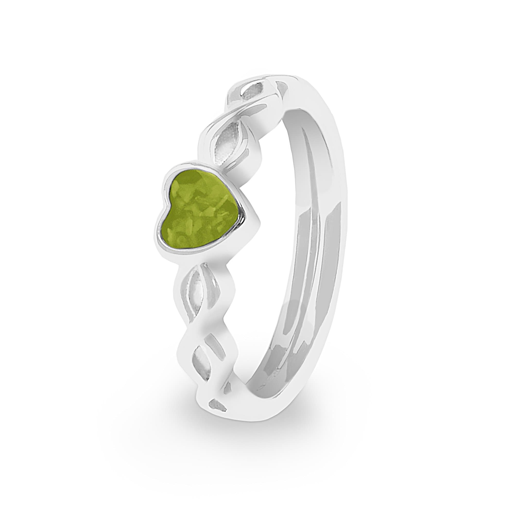 EverWith Ladies Beau Memorial Ashes Ring - Sterling Silver - Green