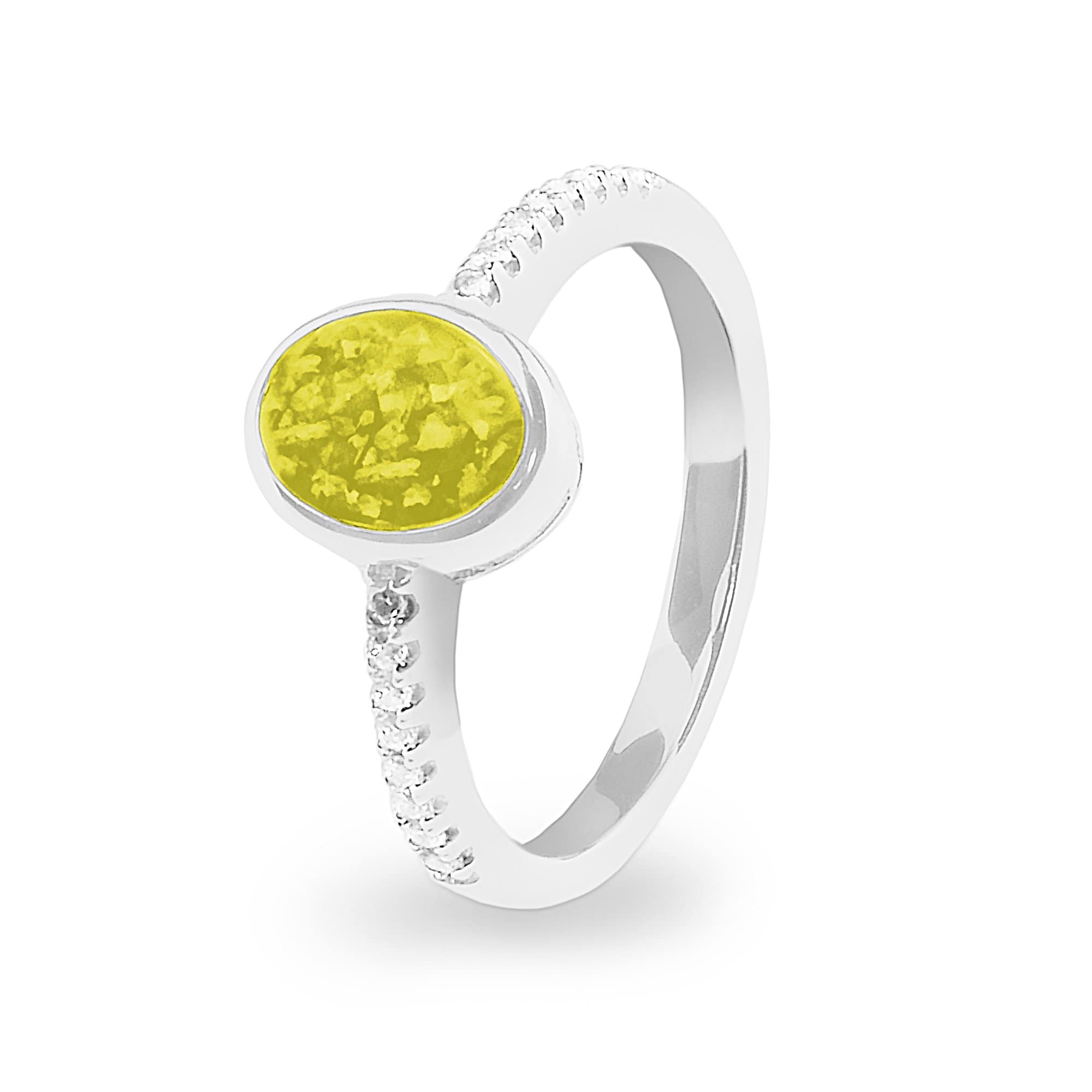 EverWith Ladies Guard Memorial Ashes Ring - 9k White Gold - Yellow
