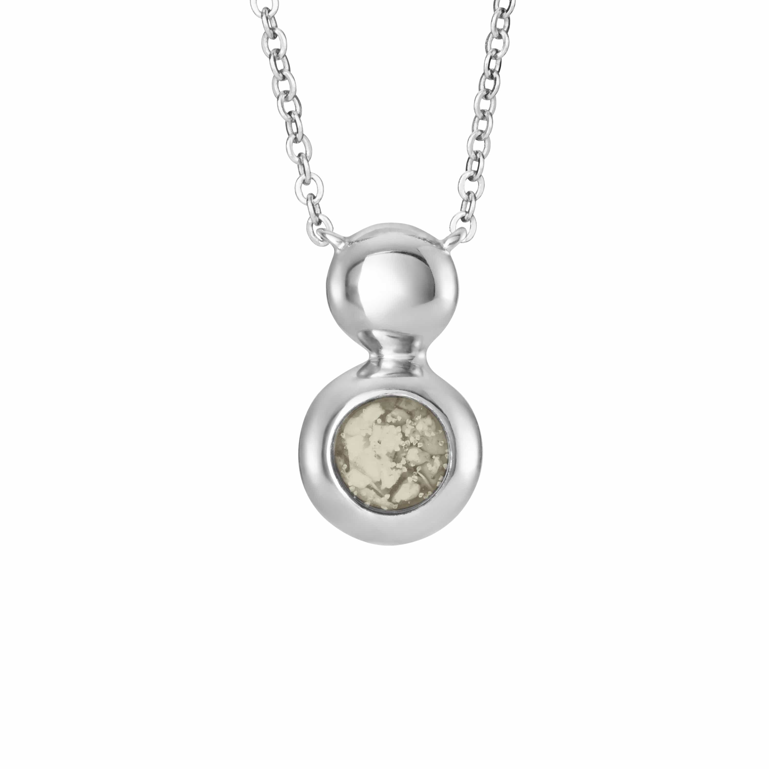 EverWith Ladies Rondure Drop Memorial Ashes Necklace - Sterling Silver - Transparent