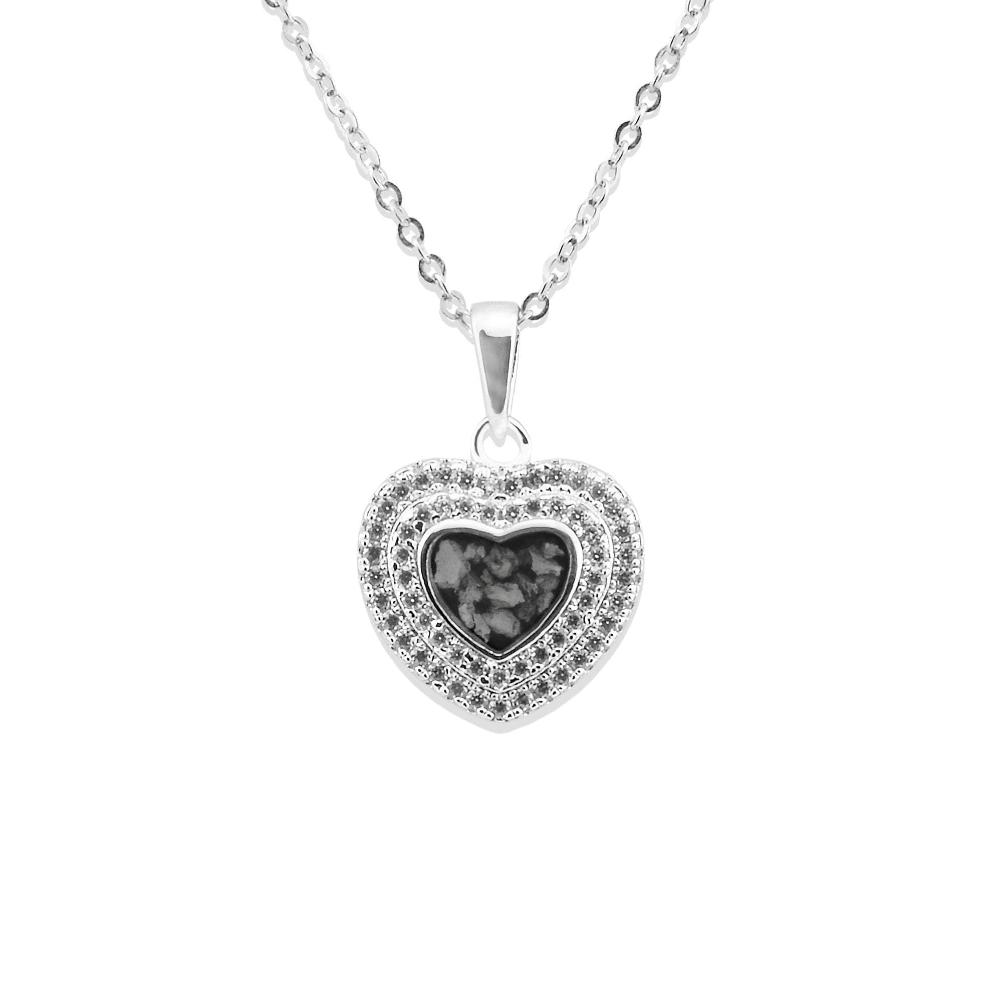 EverWith Ladies Cherish Memorial Ashes Pendant with Fine Crystals - Sterling Silver - Black