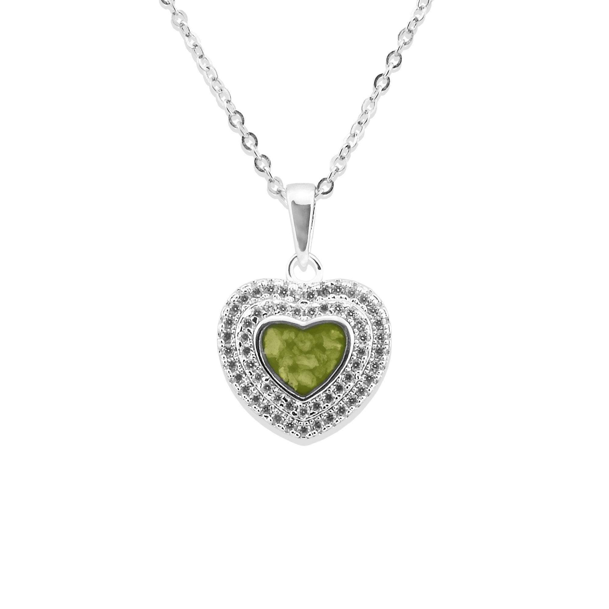 EverWith Ladies Cherish Memorial Ashes Pendant with Fine Crystals - Sterling Silver - Green