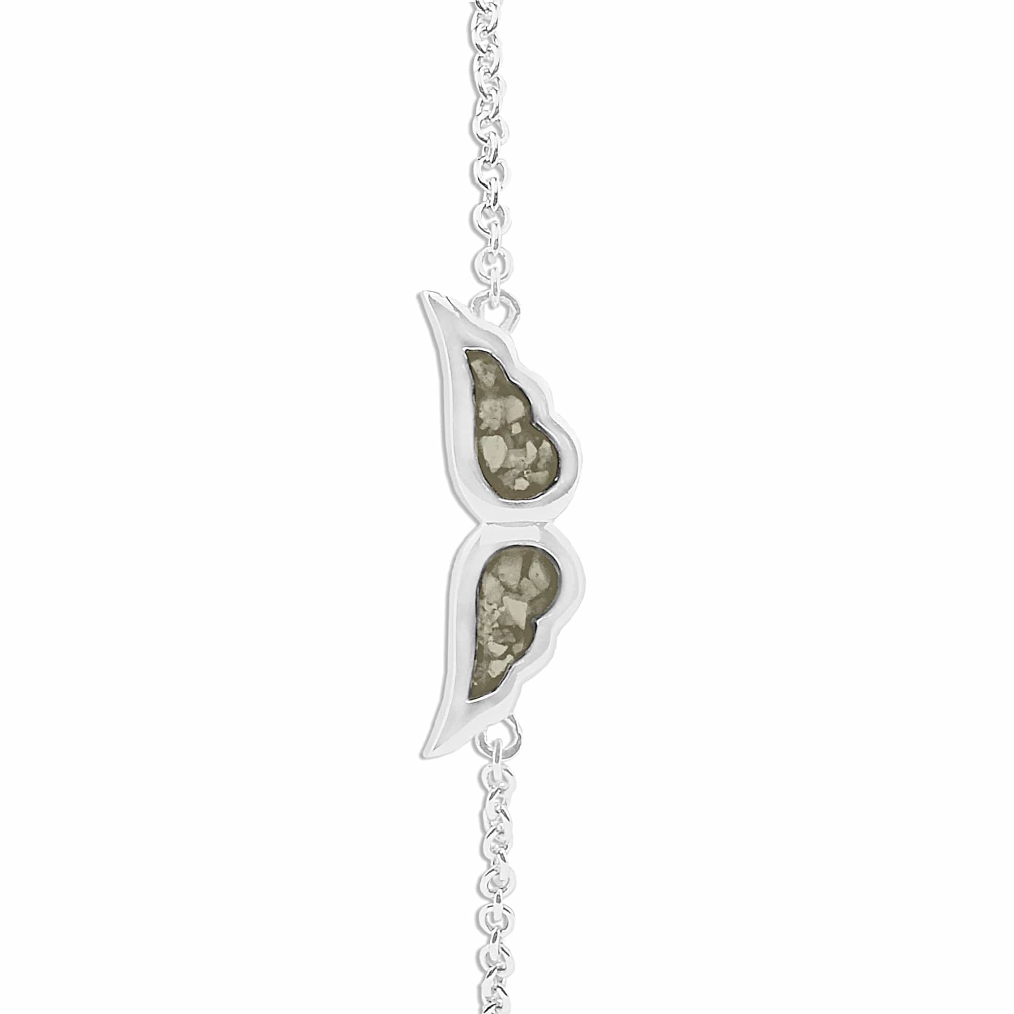 EverWith Ladies Angel Wings Memorial Ashes Bracelet - Sterling Silver - Transparent