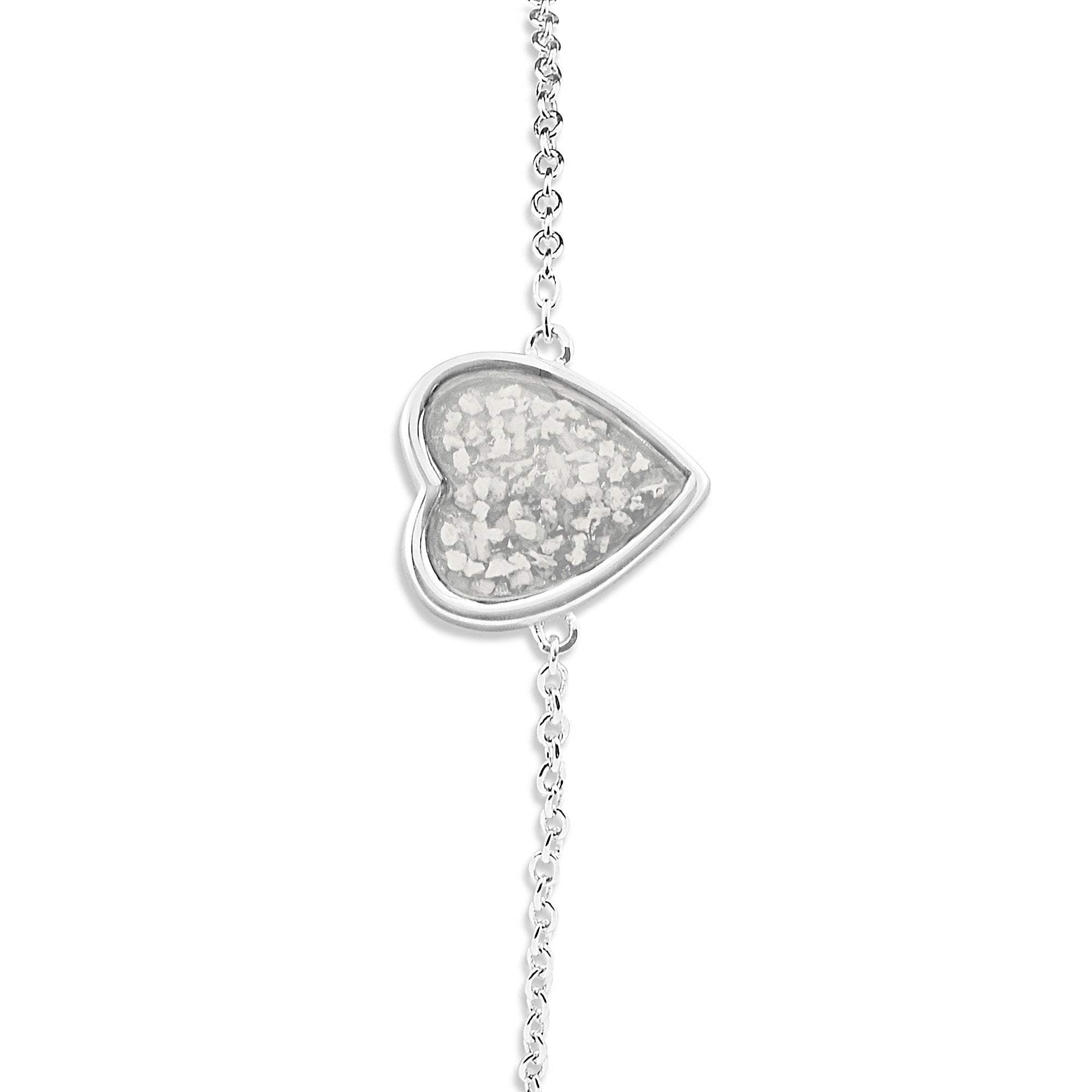 EverWith Ladies Heart Memorial Ashes Bracelet - Sterling Silver - White