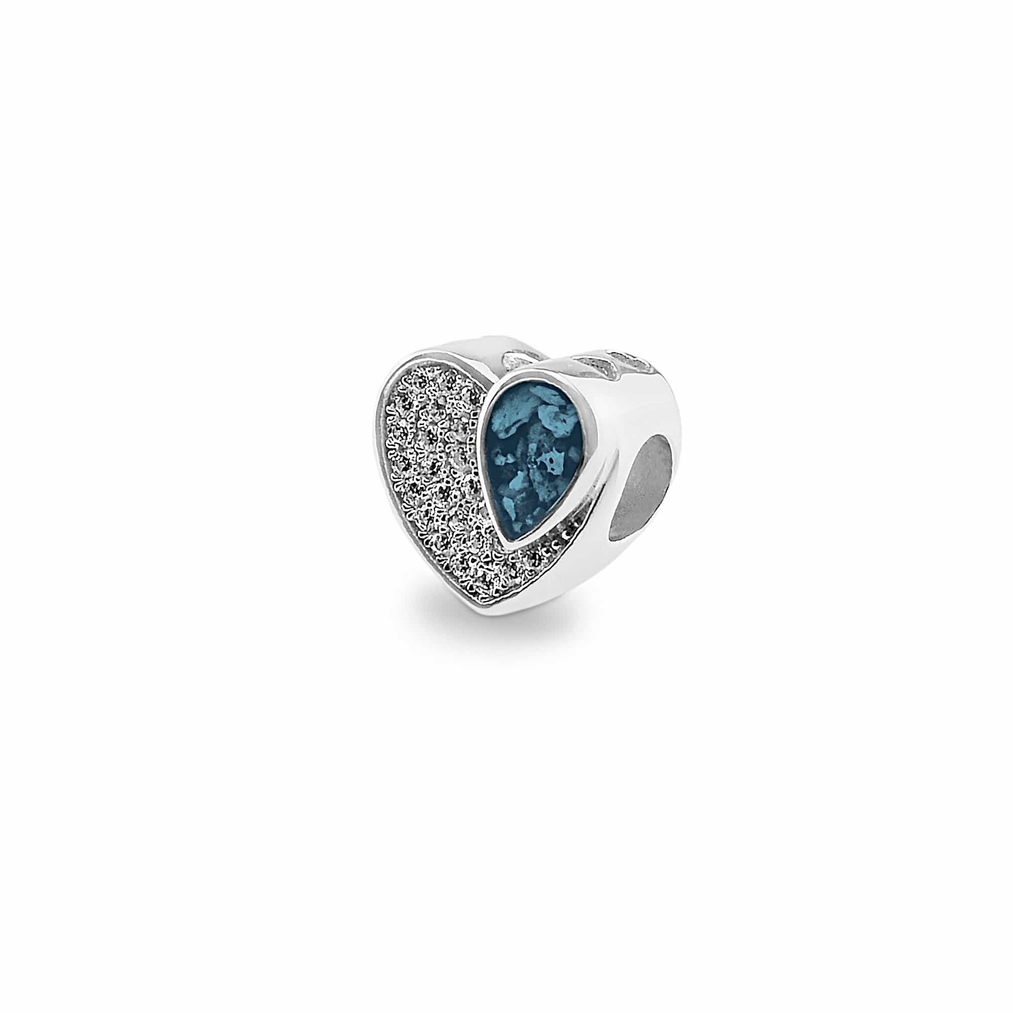 EverWith Beloved Memorial Ashes Charm Bead with Fine Crystals - Sterling Silver - Blue