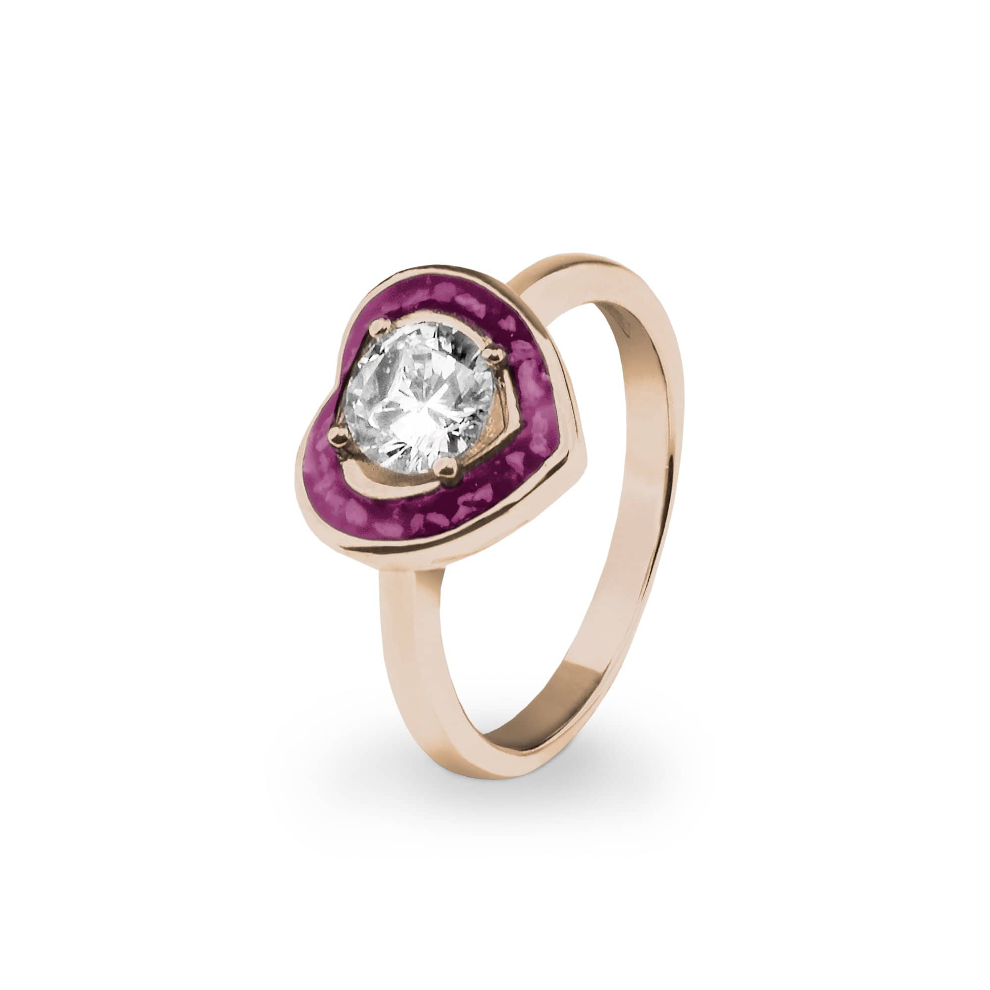 EverWith Ladies Beloved Memorial Ashes Ring with Fine Crystal - 9k Rose Gold - Violet