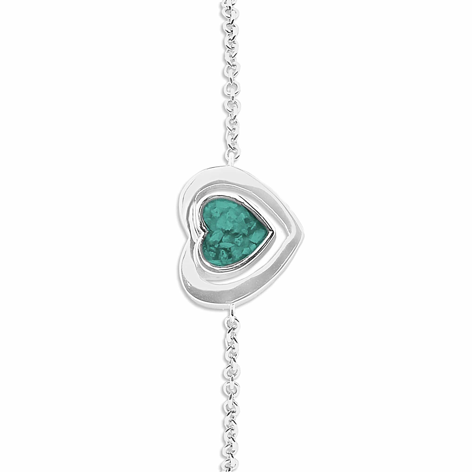 EverWith Ladies Valentine Memorial Ashes Bracelet - Sterling Silver - Aqua