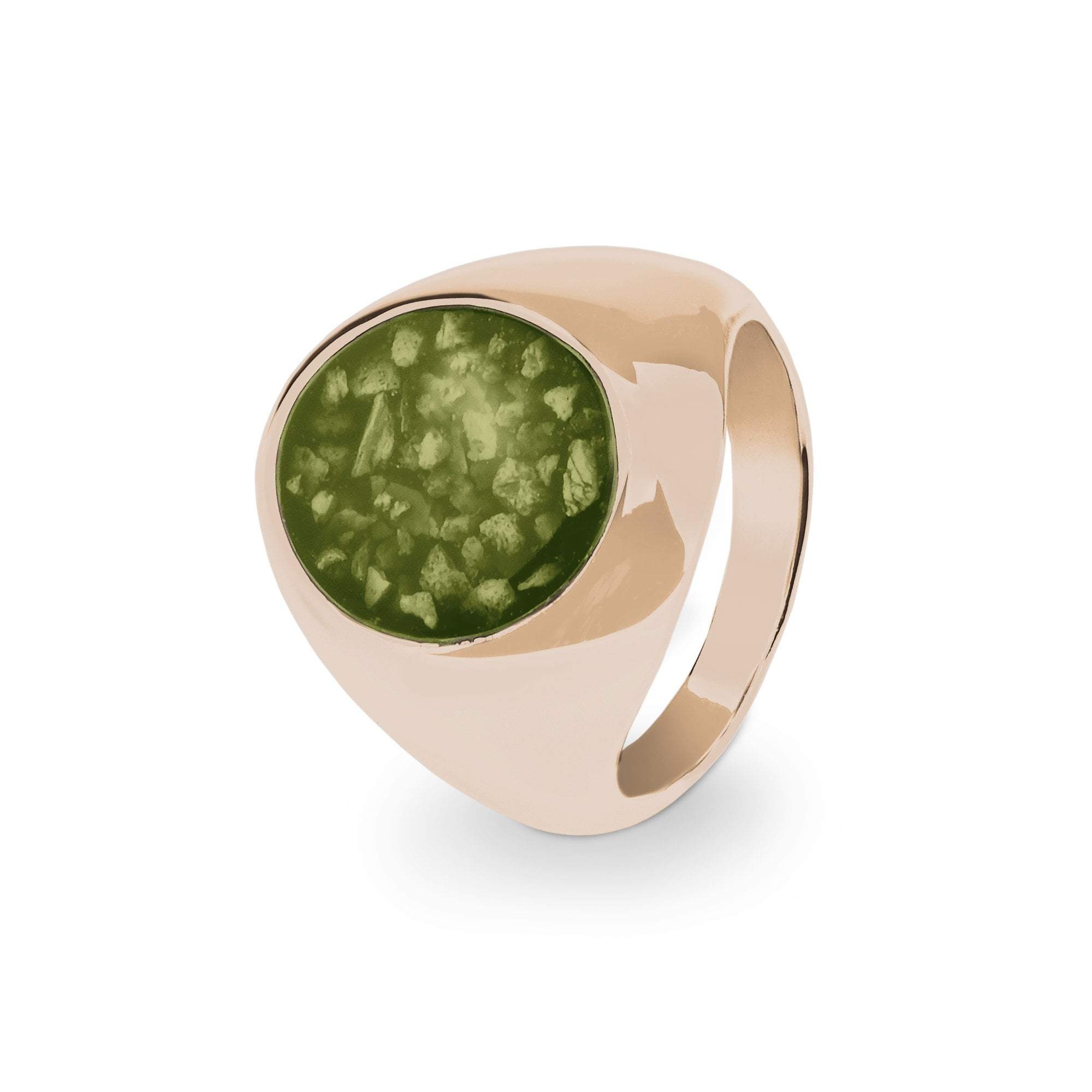 EverWith Gents Signet Memorial Ashes Ring - 9k Rose Gold - Green