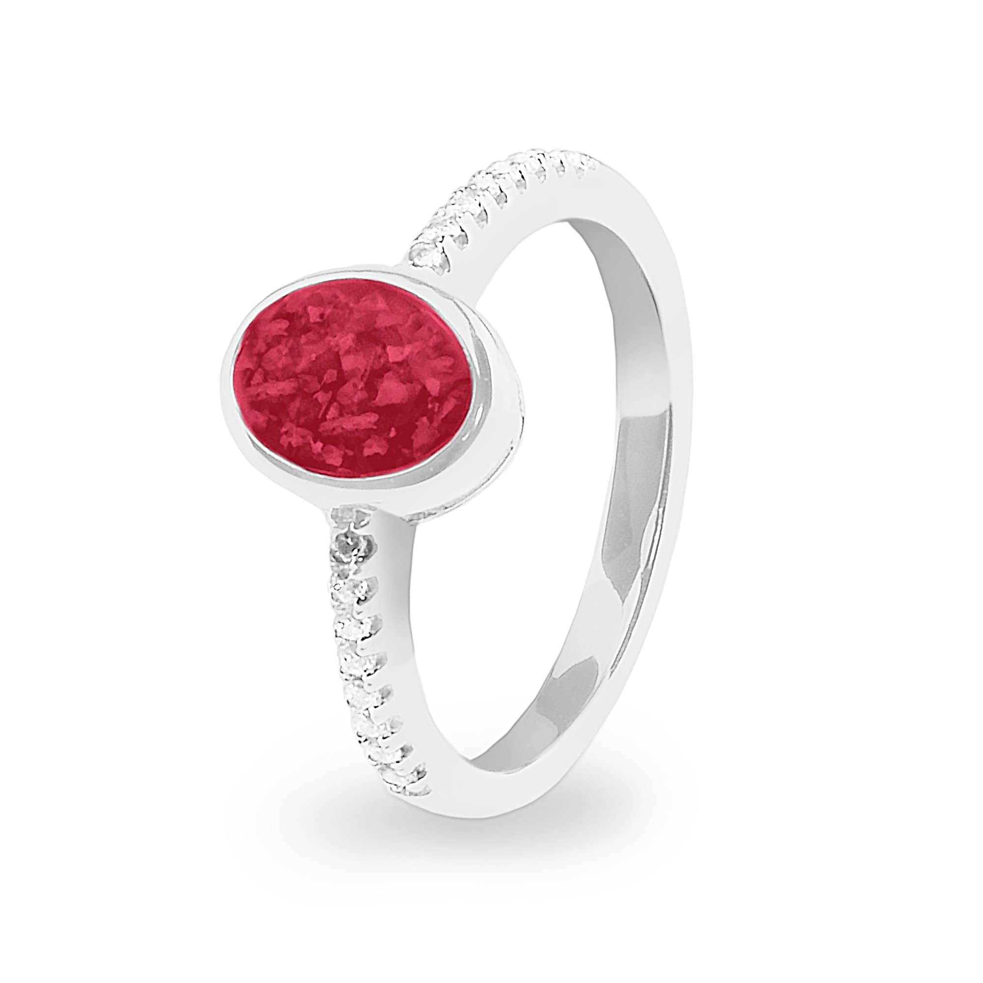 EverWith Ladies Guard Memorial Ashes Ring - Sterling Silver - Red